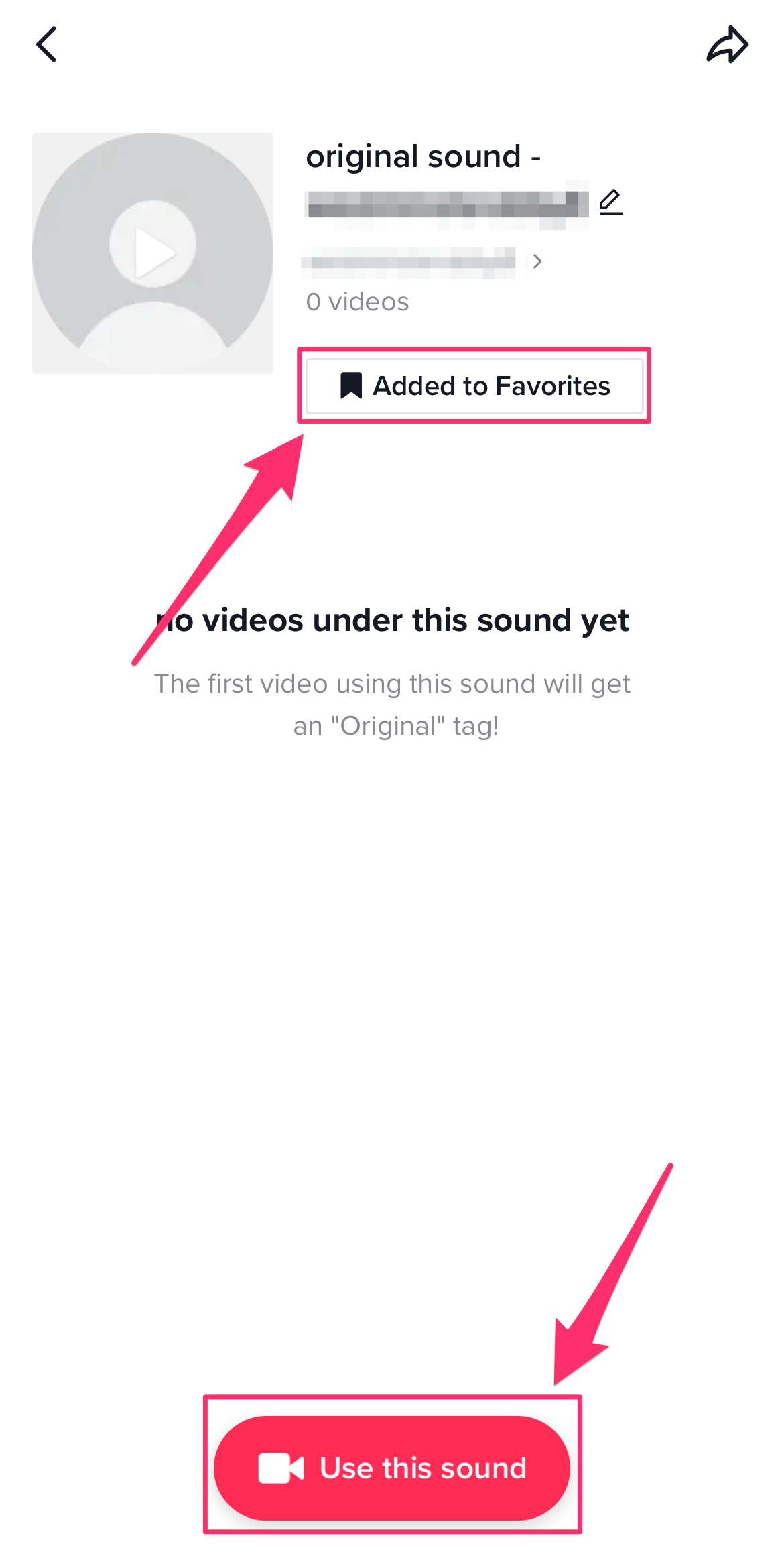 Screenshot of a TikTok original sound page