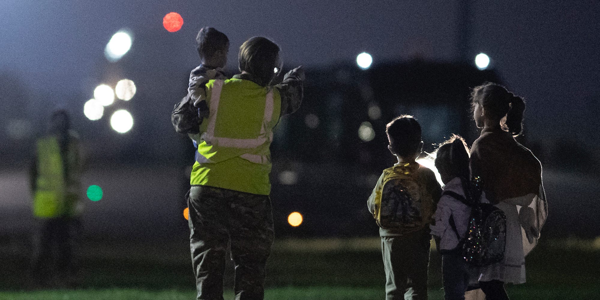 Children walk and are carried