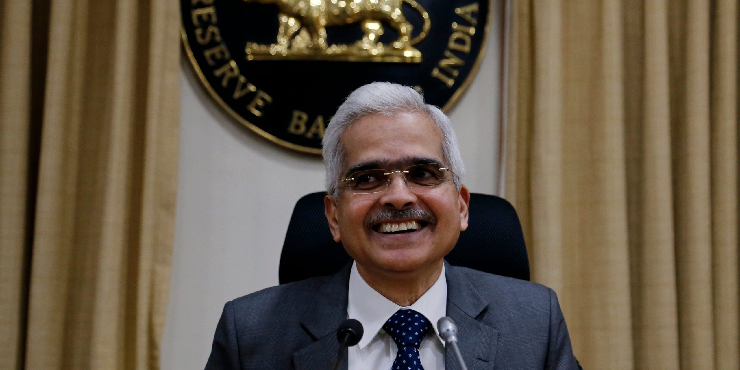 Reserve Bank of India Governor Shaktikanta Das addresses a press conference in Mumbai, India, Friday, Oct. 4, 2019. India's central bank has cut its key interest by a quarter of a percentage point to 5.15%, a fifth consecutive reduction, and has also lowered its economic growth forecast for the 2019-2020 financial year to 6.1% from 6.9% projected earlier. (AP Photo/Rajanish Kakade)