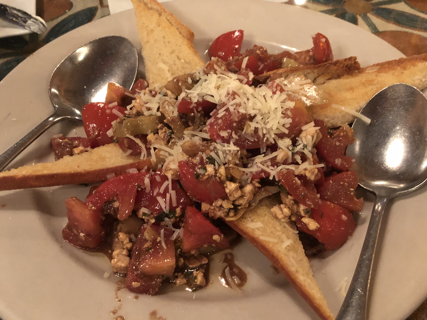 plate of bruschetta from cav in providence rhode island