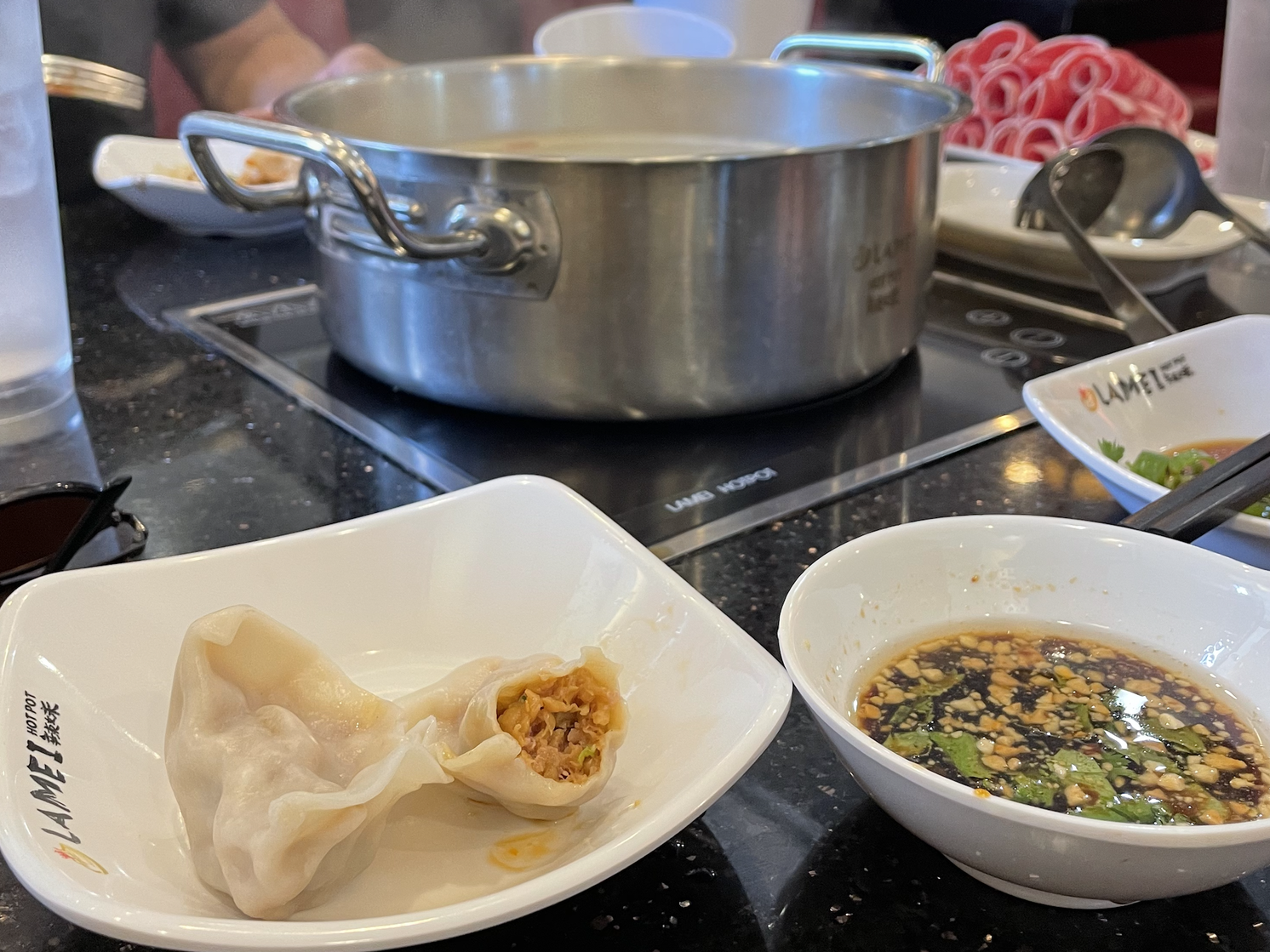 food cooking at lamei hot pot in providence rhode island