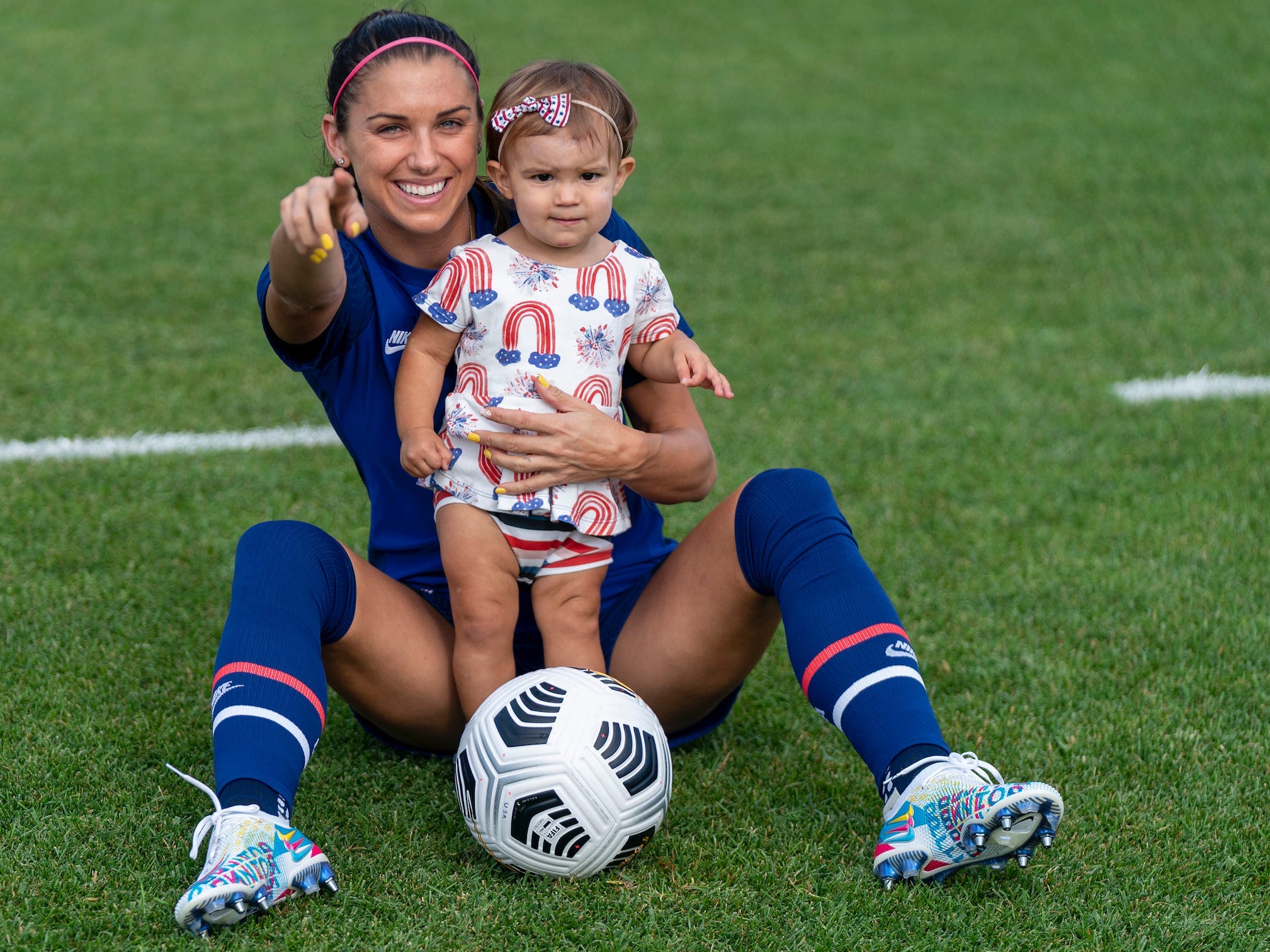 Alex Morgan and her daughter, Charlie Carrasco.