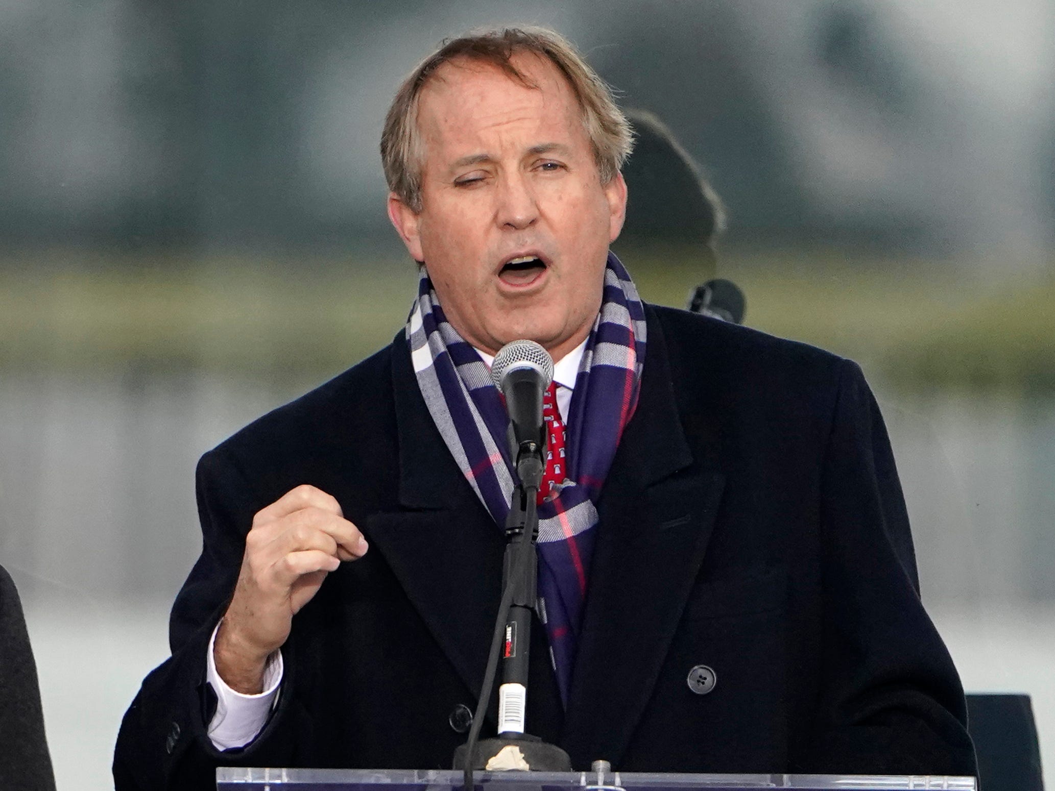 Texas Attorney General Ken Paxton speaks at a rally in Washington on January 6.