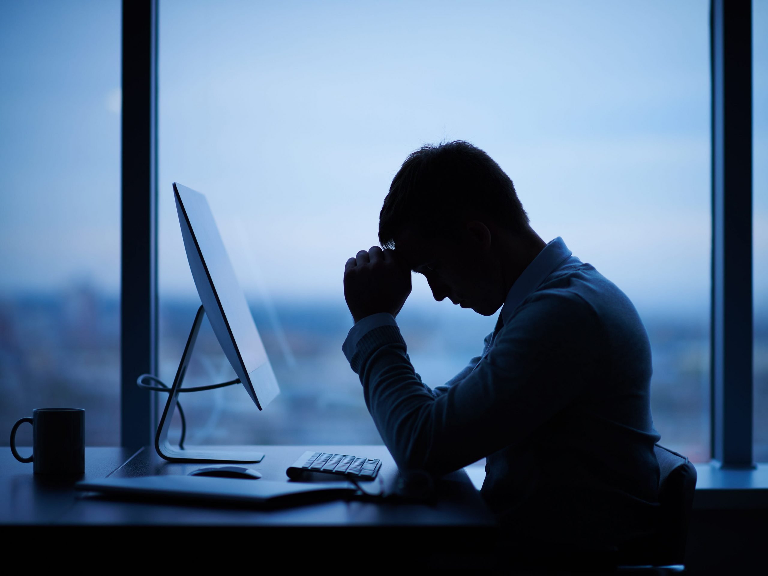 Stressed Worker Silhouette