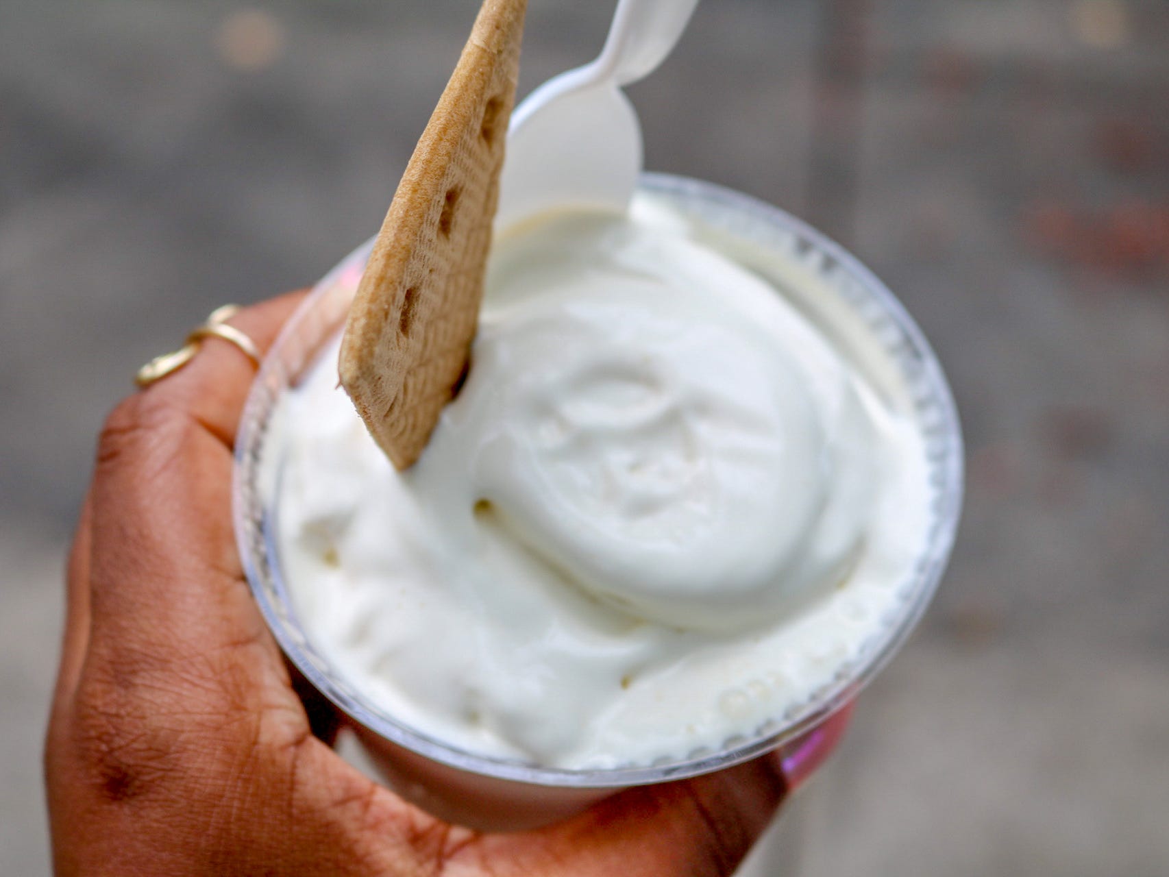 A white custard in a cub from Kopp's Frozen Custard