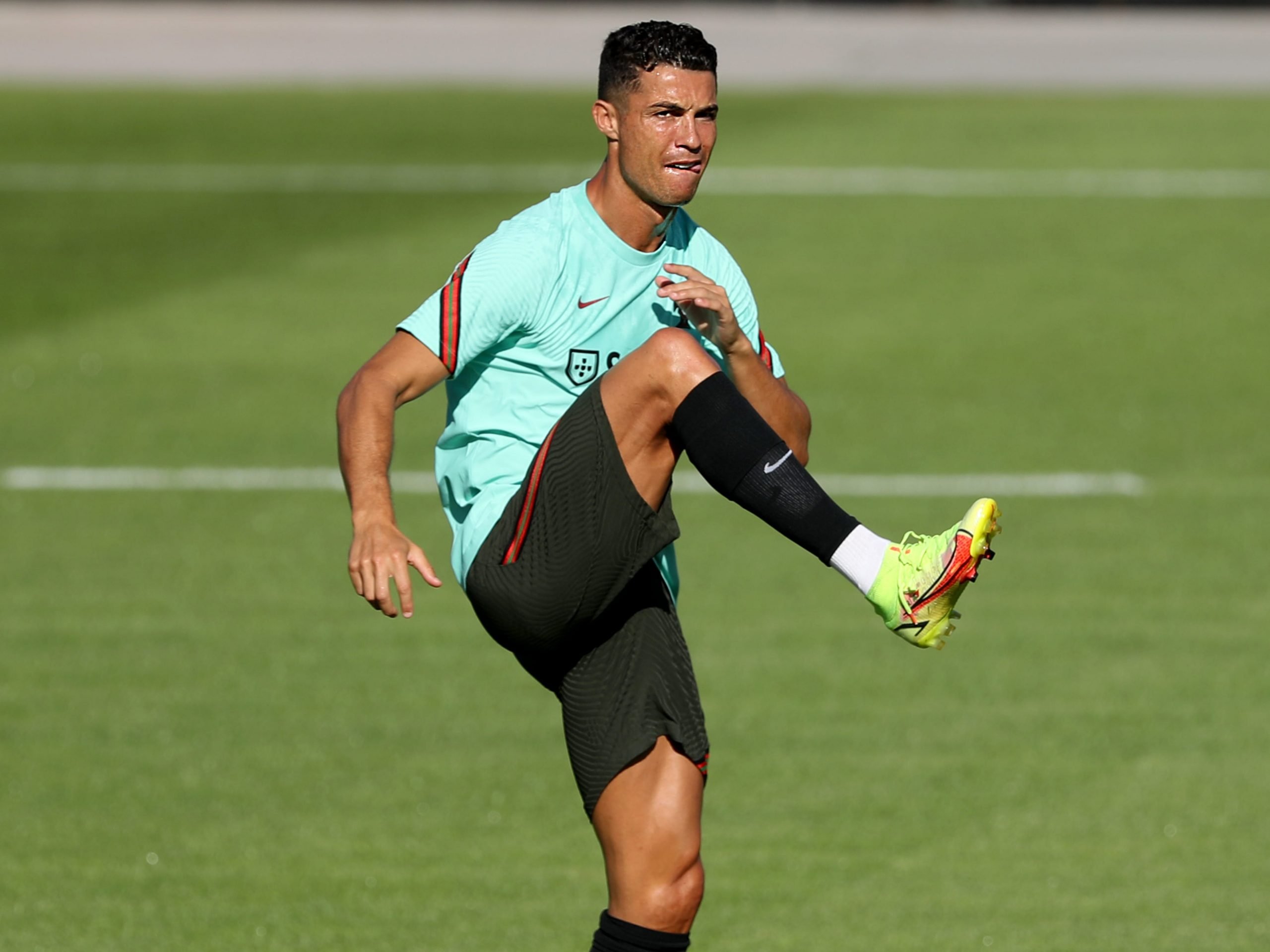 Cristiano Ronaldo in training with Portugal