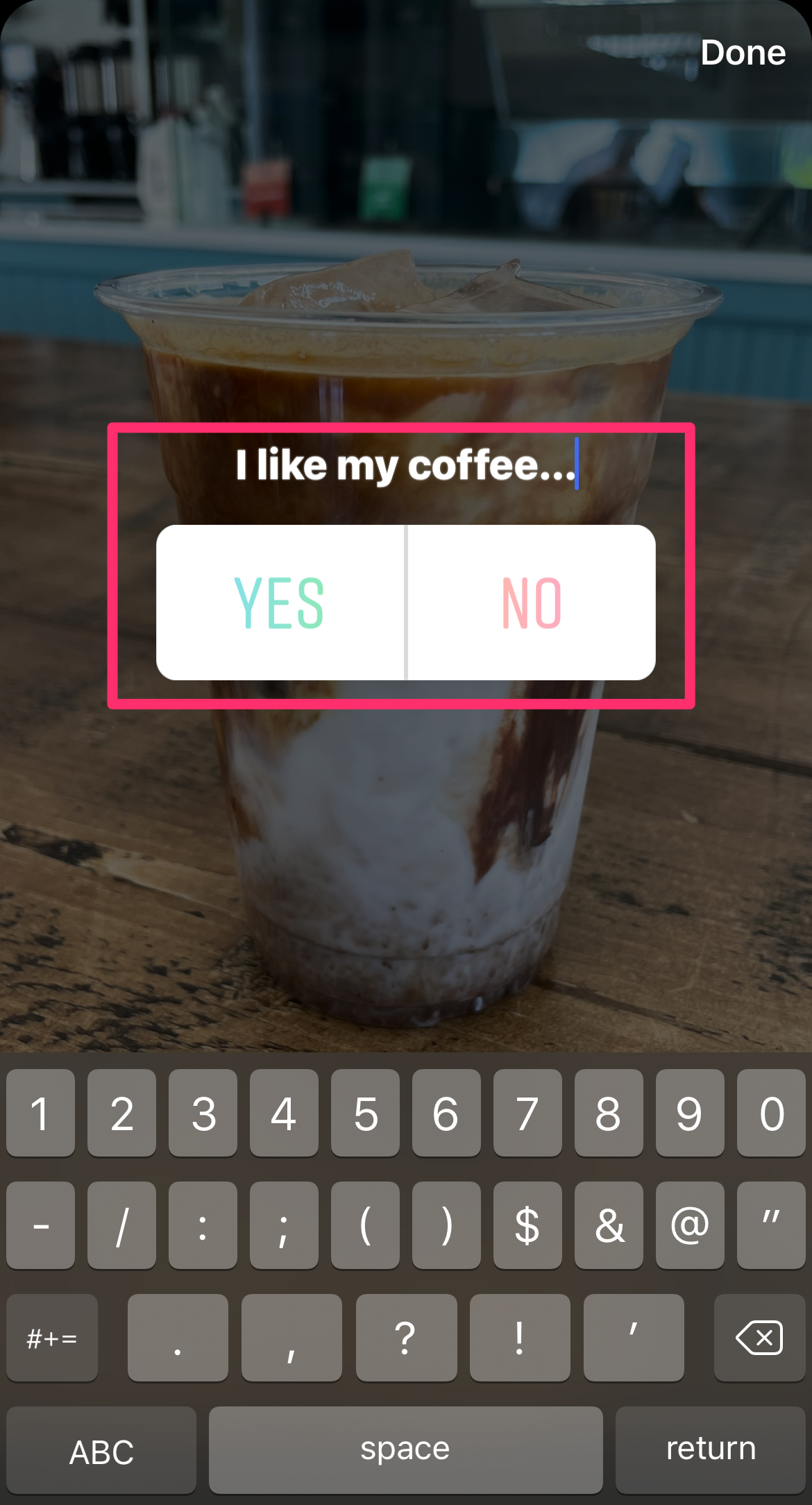 Screenshot of an Instagram story poll in the edit phase