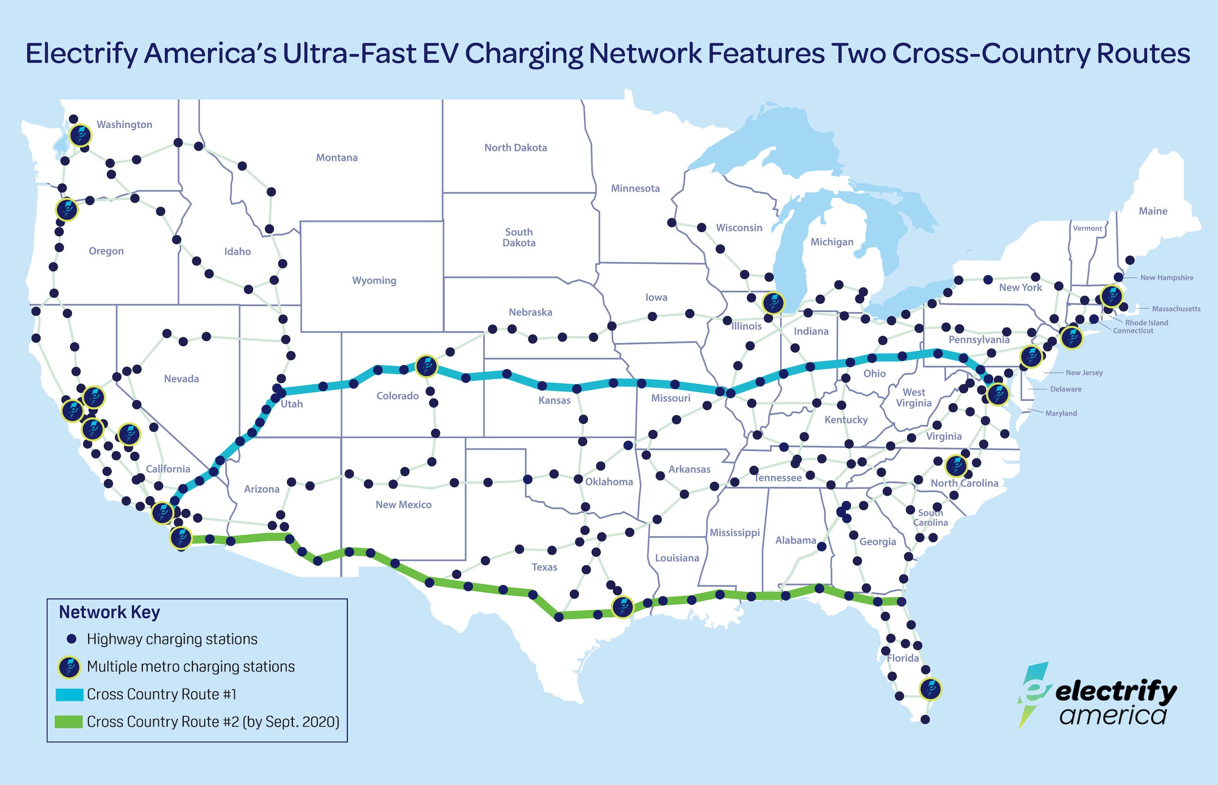 Electrify America charging route