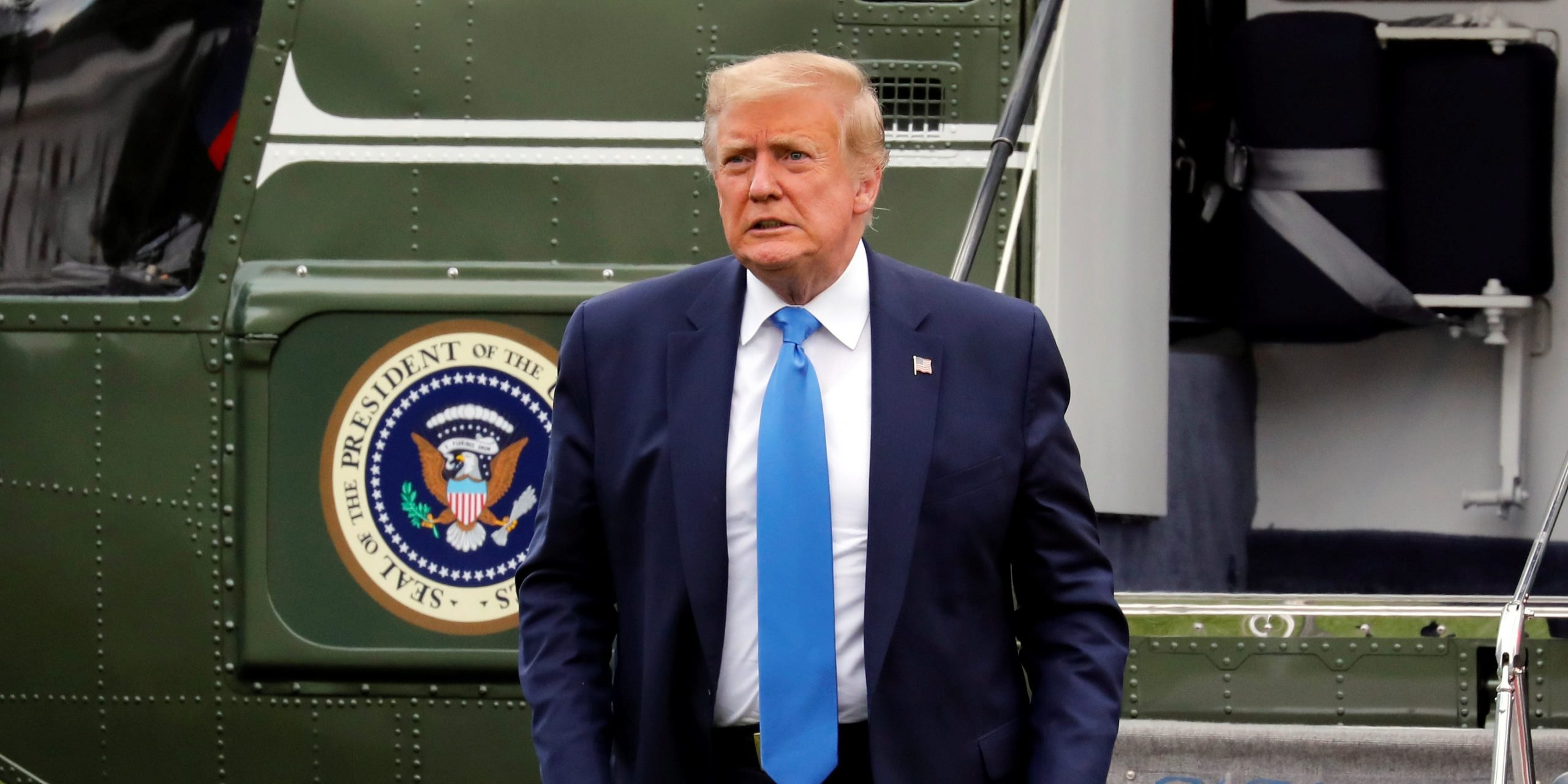 FILE PHOTO - U.S. President Donald Trump arrives on the South Lawn of the White House in Washington, U.S., from the Walter Reed National Military Medical Center, July 11, 2020. REUTERS/Yuri Gripas