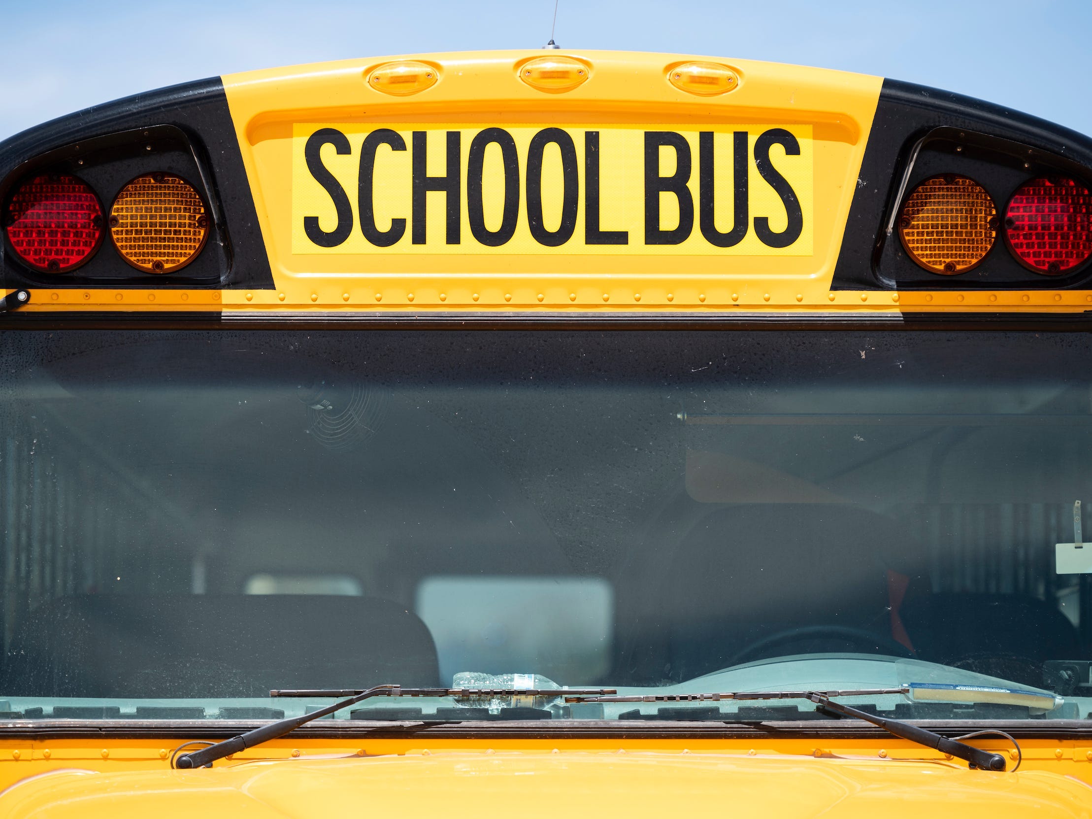 A school bus sits parked in Columbus, N.M., on Sunday, April 11, 2021.