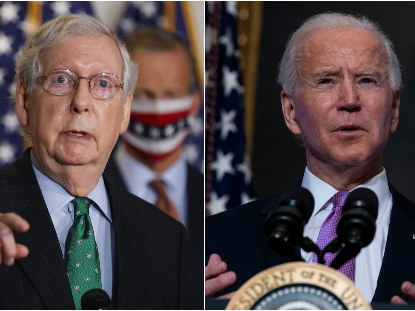 Joe Biden and Mitch McConnell speaking