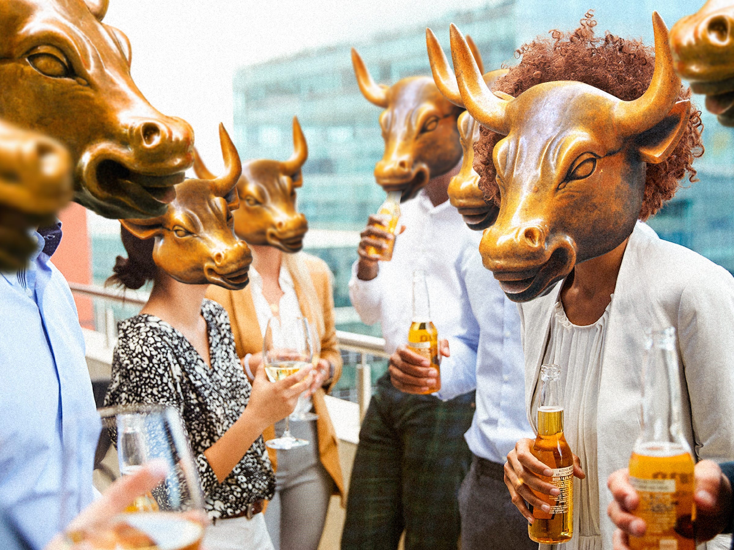 Return of bankers and other finance workers to the office in New York City with a rise in happy hours and work dinners