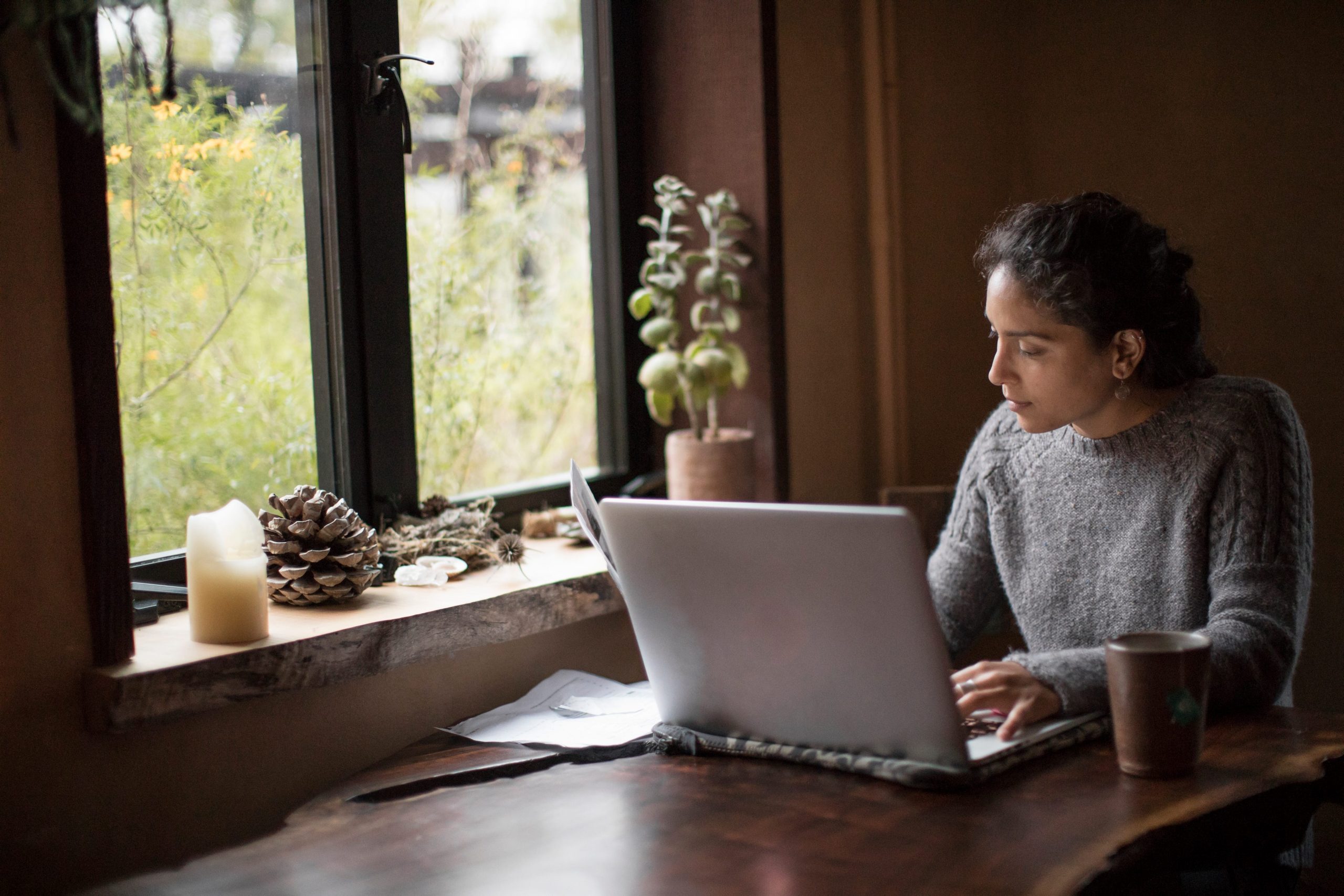 student working from home