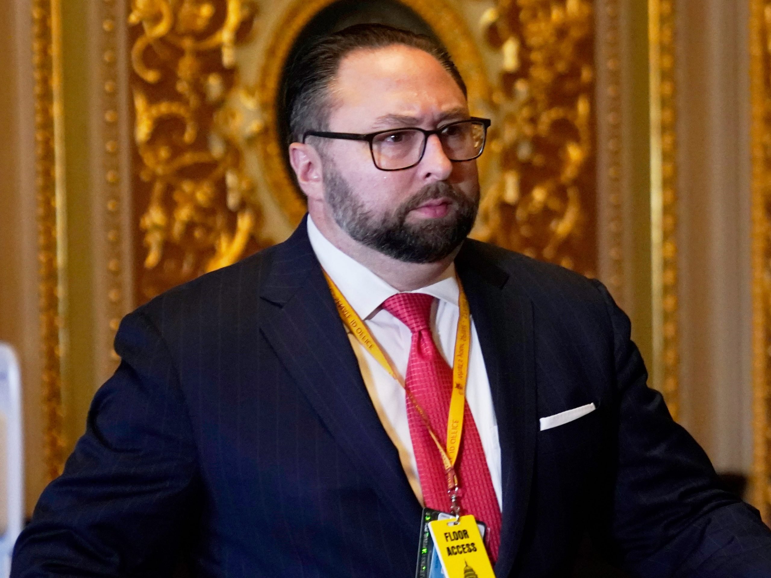 Jason Miller, Senior Adviser to the Trump 2020 re-election campaign, appears for the second impeachment trial of former President Donald Trump in the Senate, at the Capitol in Washington, on Feb. 9, 2021.