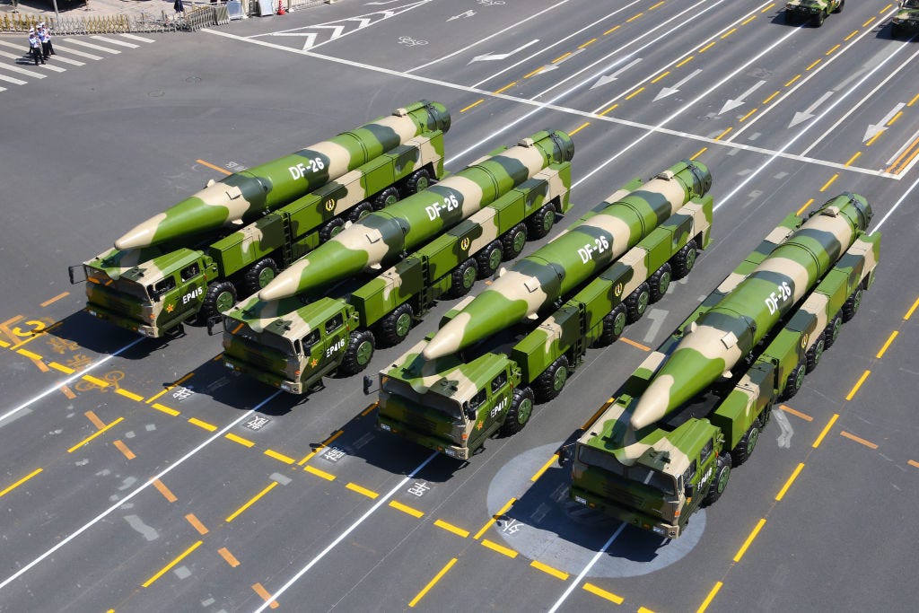 China's DF-26 ballistic missiles
