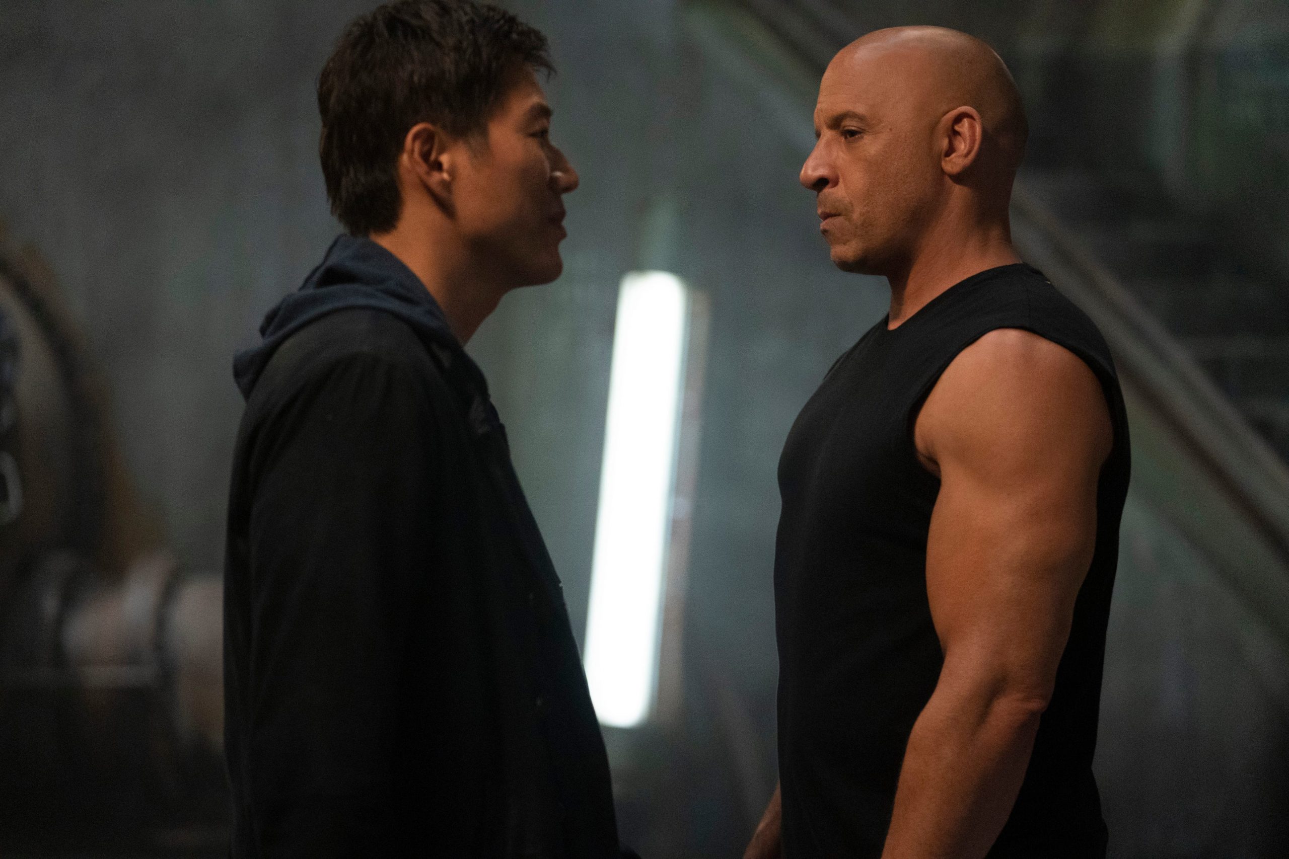 Han (Sung Kang) and Dom (Vin Diesel) in "F9"