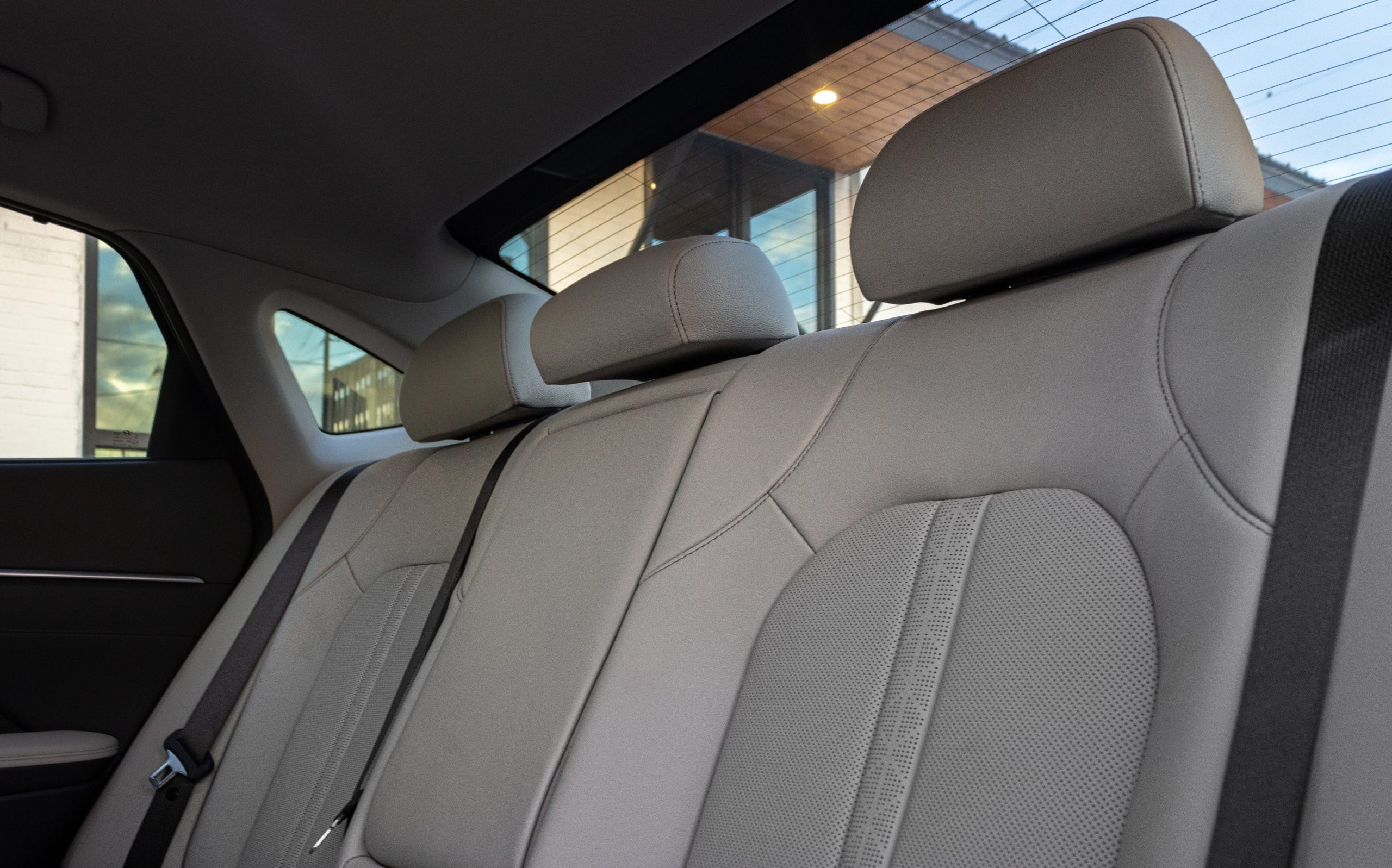 The 2021 Hyundai Sonata Hybrid's backseat.