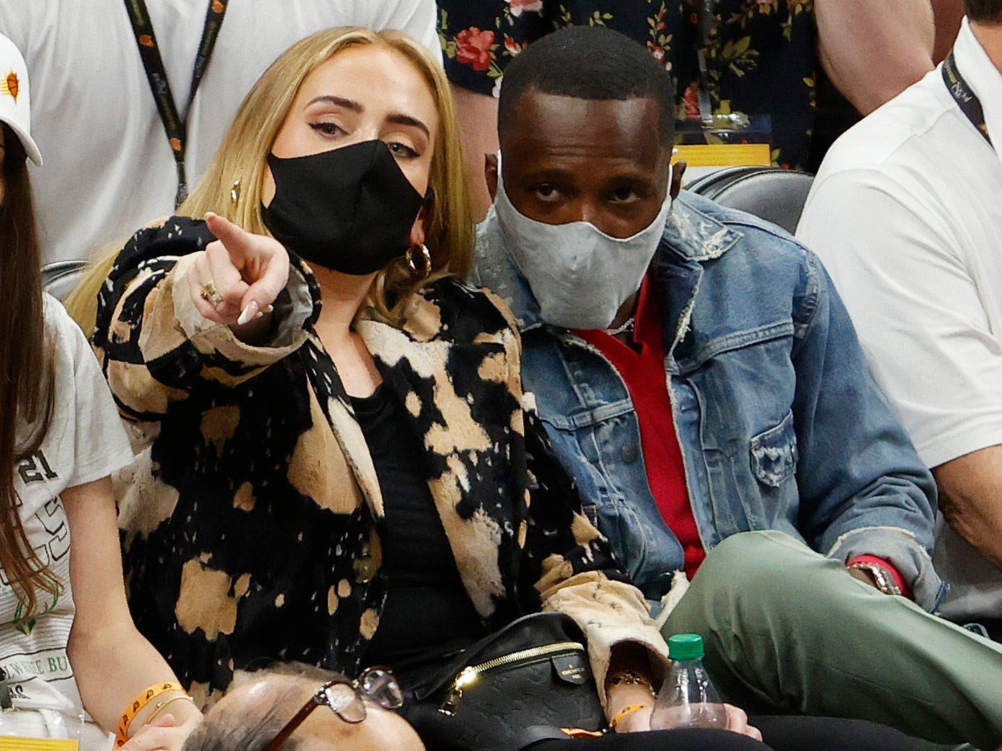 adele and rich paul sitting courtside at the 2021 NBA finals