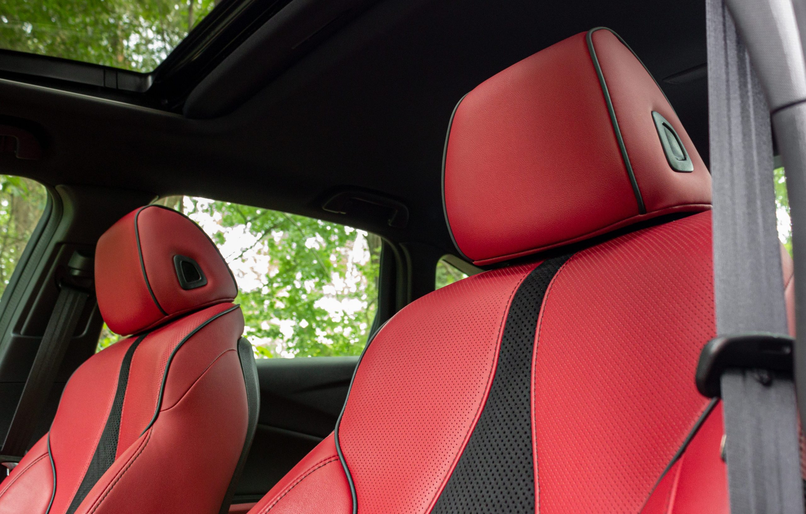 The 2021 Acura TLX A-Spec's red interior.