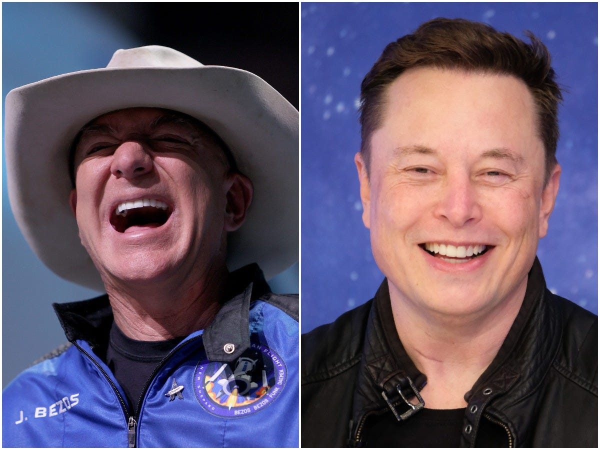 Blue Origin CEO Jeff Bezos and SpaceX CEO Elon Musk.