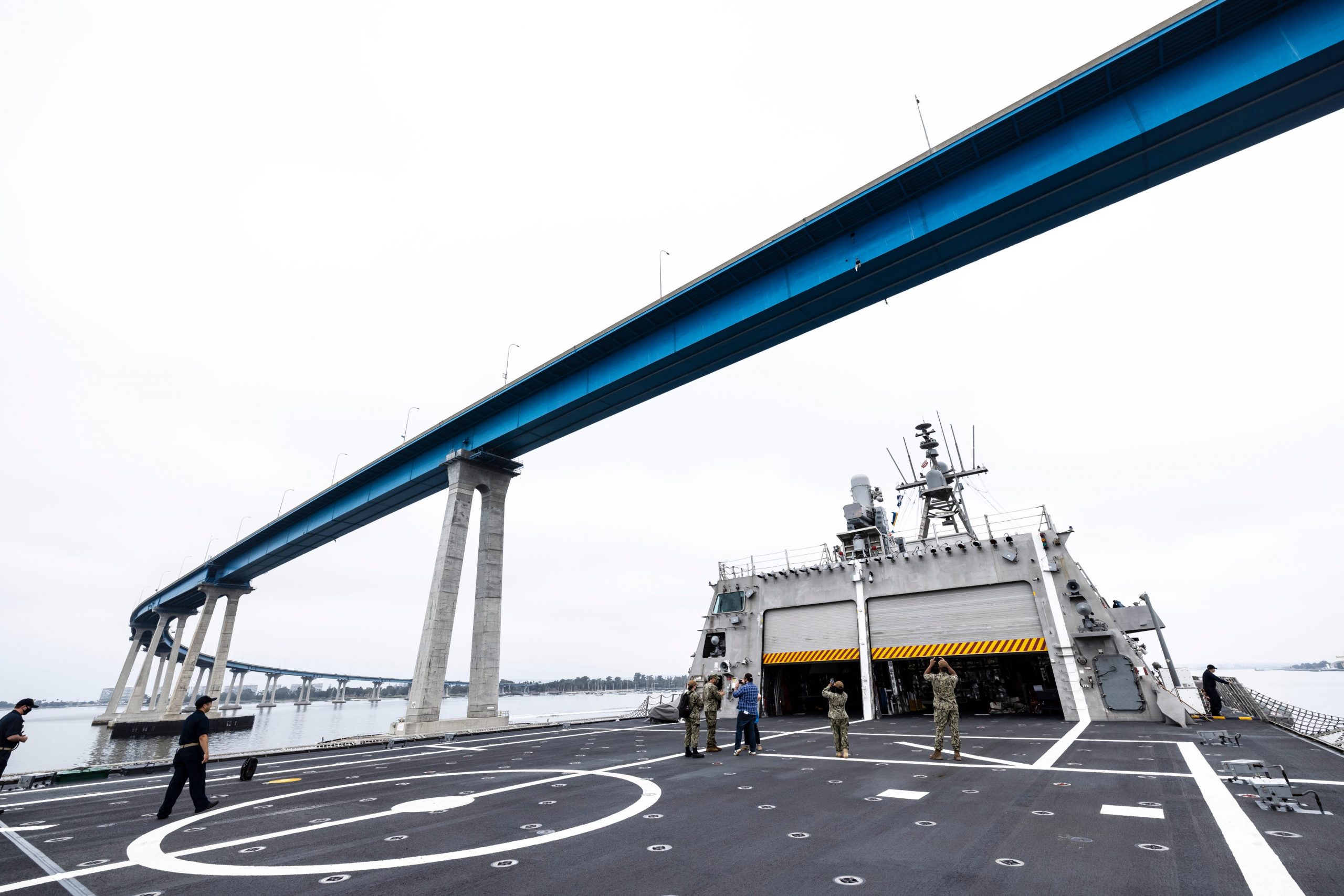 The bridge is seen over the ship