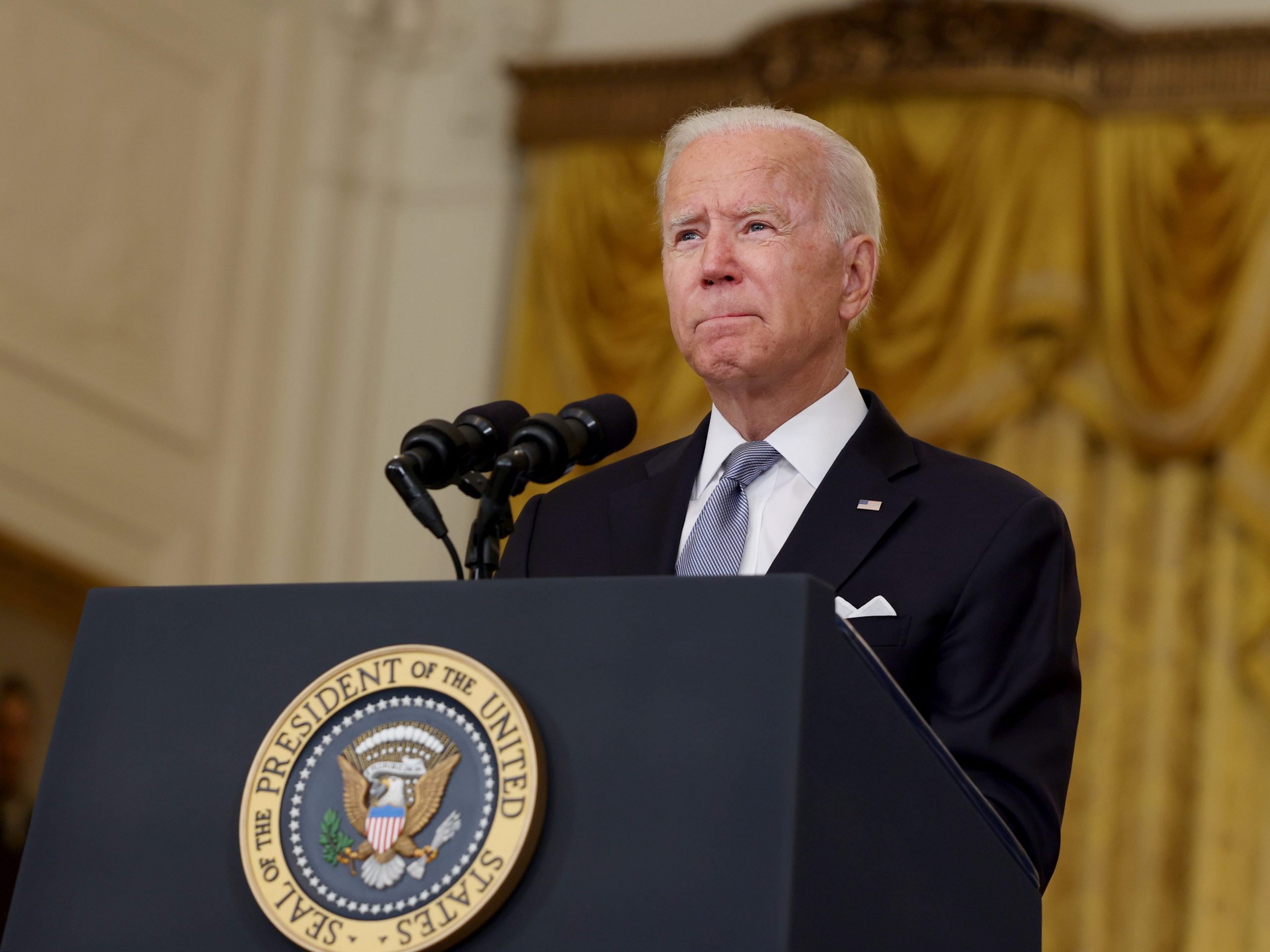 President Joe Biden speaks at the White House on August 16, 2021.