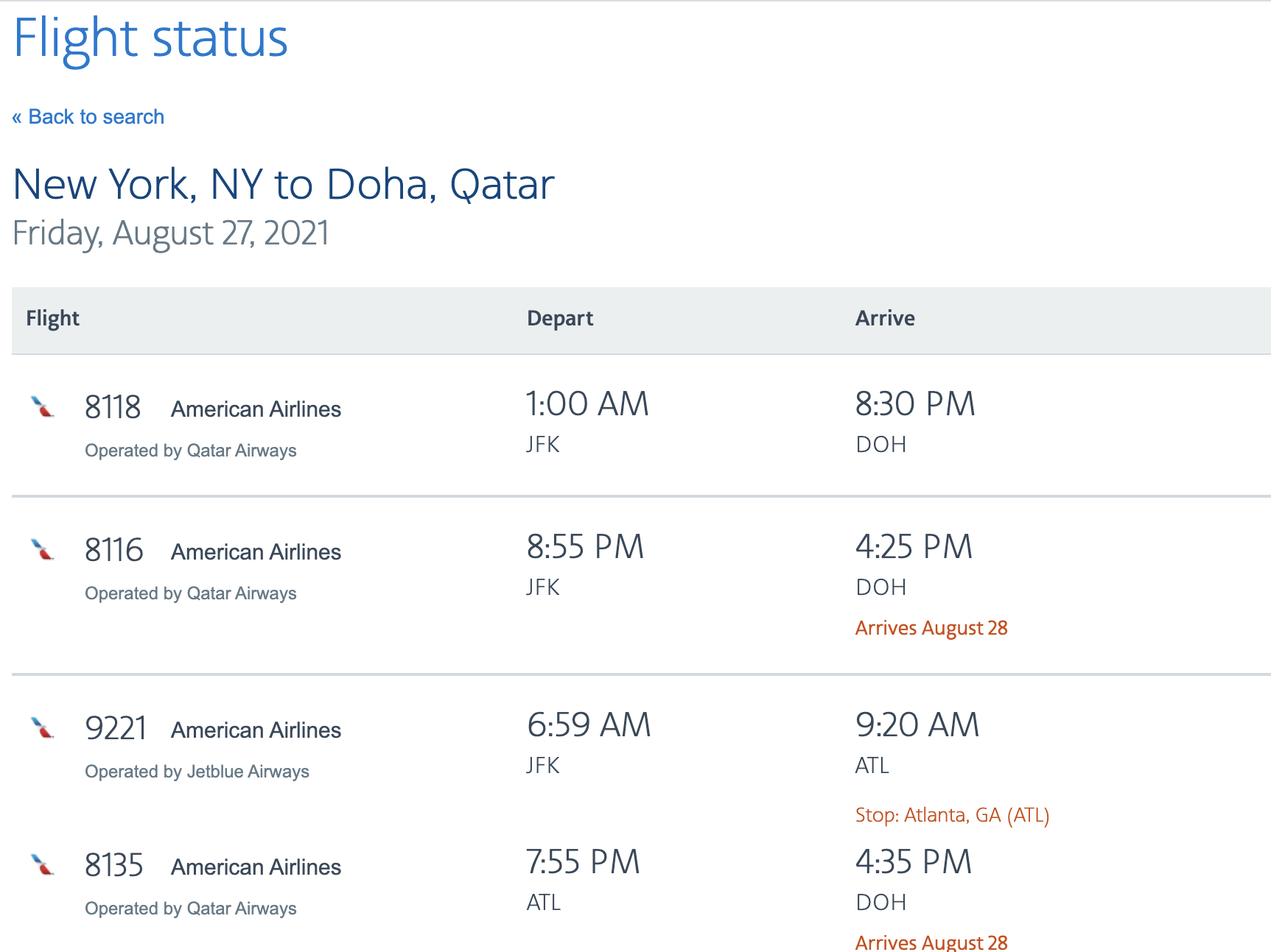 American Airlines flight status