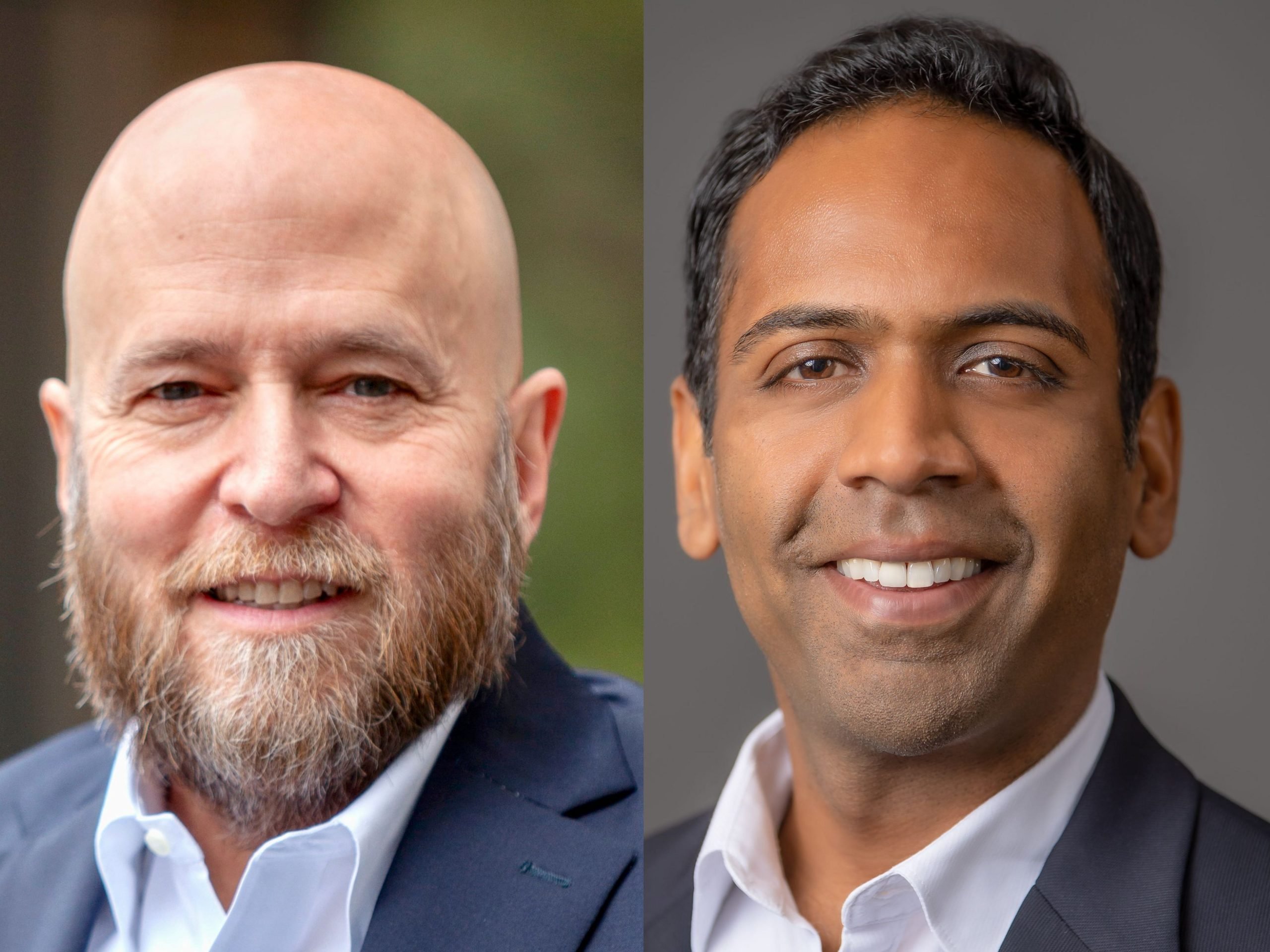 Headshots of Eric Elfman and Raj Goyle, CEOs of Onit and Bodhala.