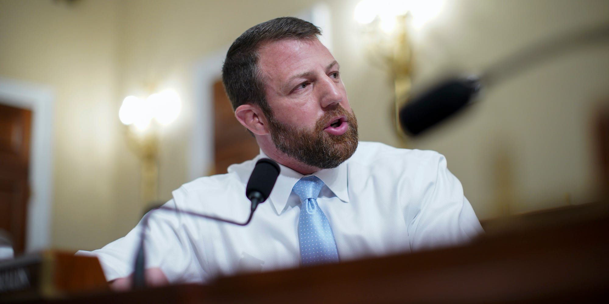 Rep. Markwayne Mullin, R-Okla., speaks during a House Intelligence Committee hearing on Capitol Hill in Washington, Thursday, April 15, 2021