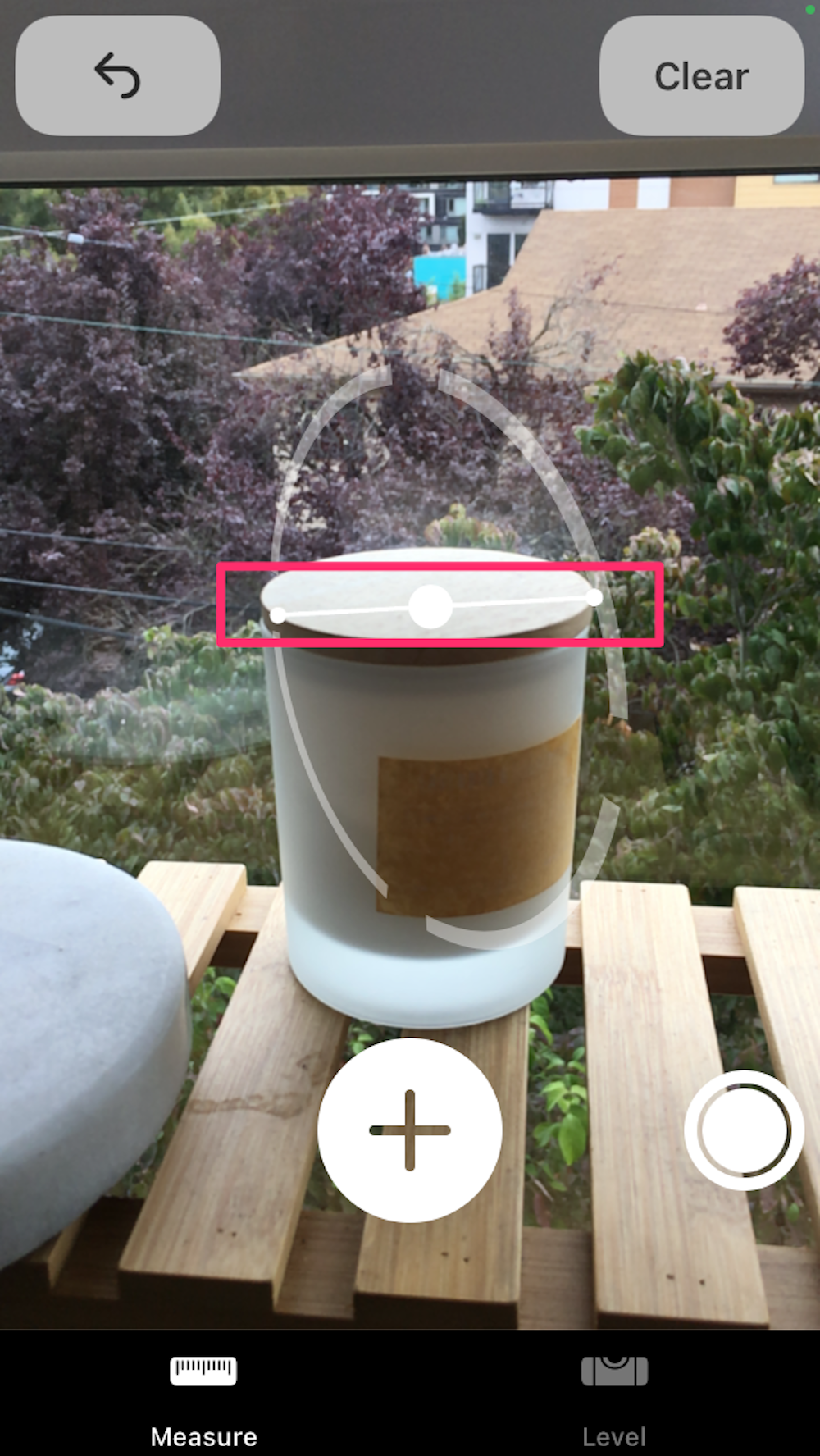 Screenshot of secondary dimension measurement on Measure app