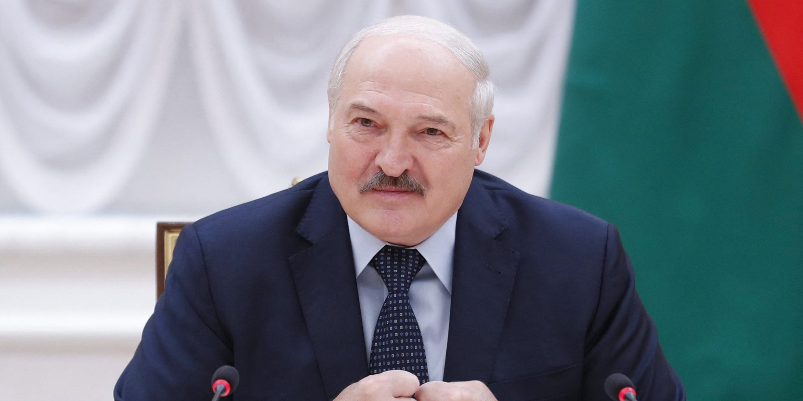 Belarusian President Alexander Lukashenko speaks during a meeting with Commonwealth of Independent States officials in Minsk on May 28, 2021.