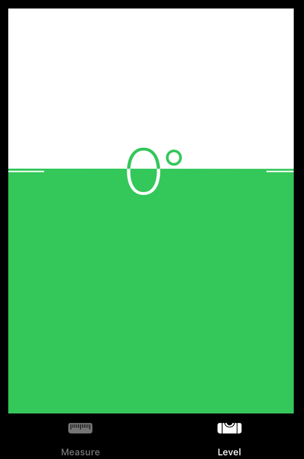 Screenshot of half-green screen on Measure app