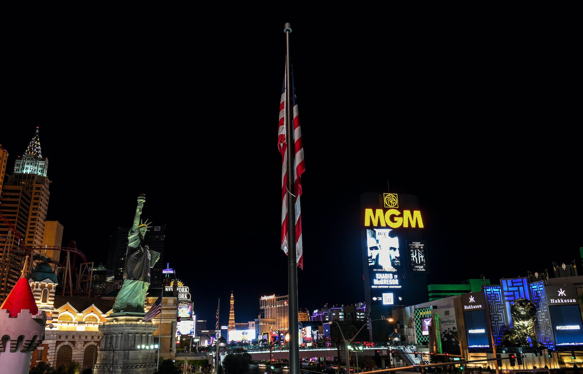 The Las Vegas cityscape when the UFC holds an event.