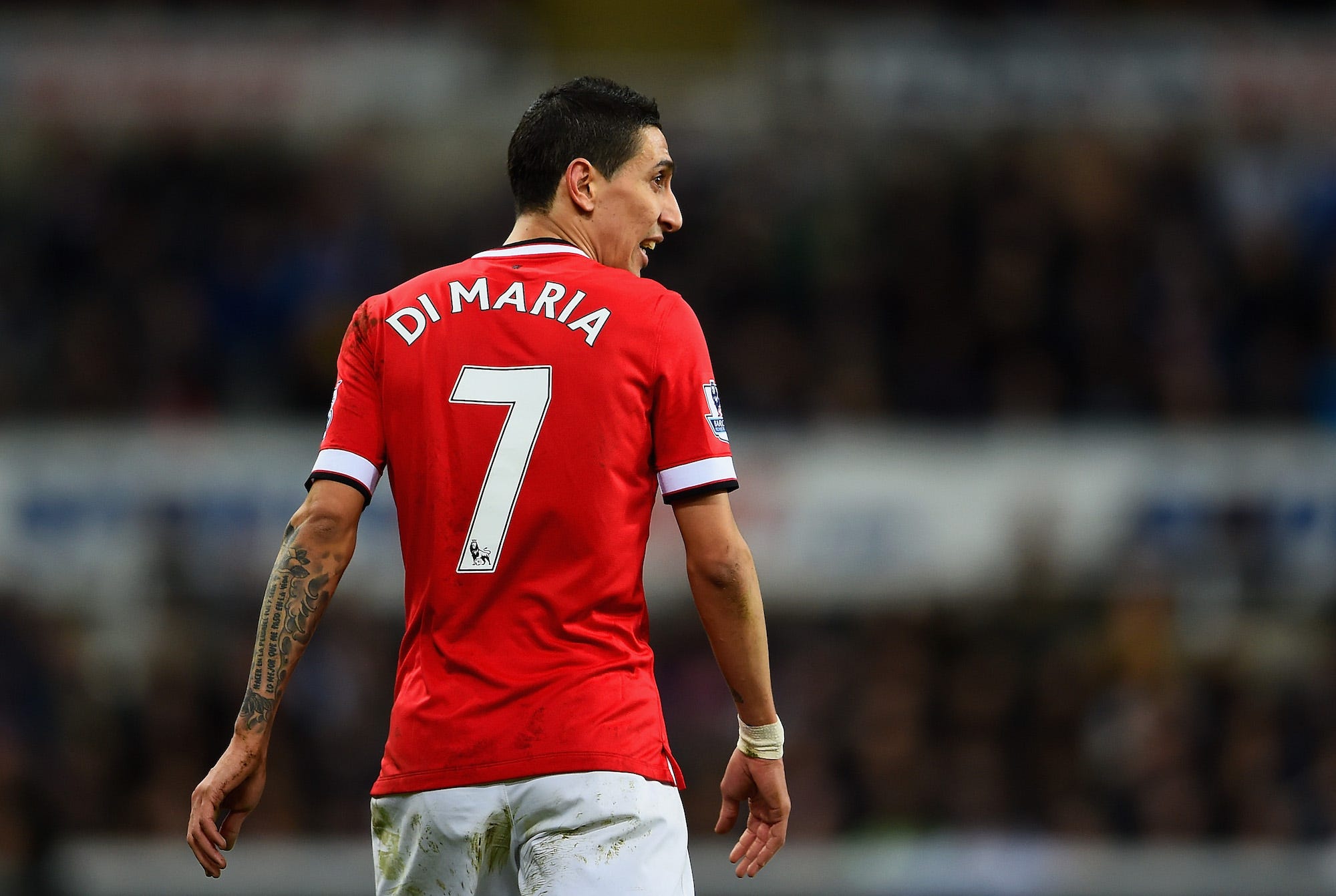 Angel di Maria of Manchester United looks on during the Barclays Premier League match between Newcastle United and Manchester United at St James' Park