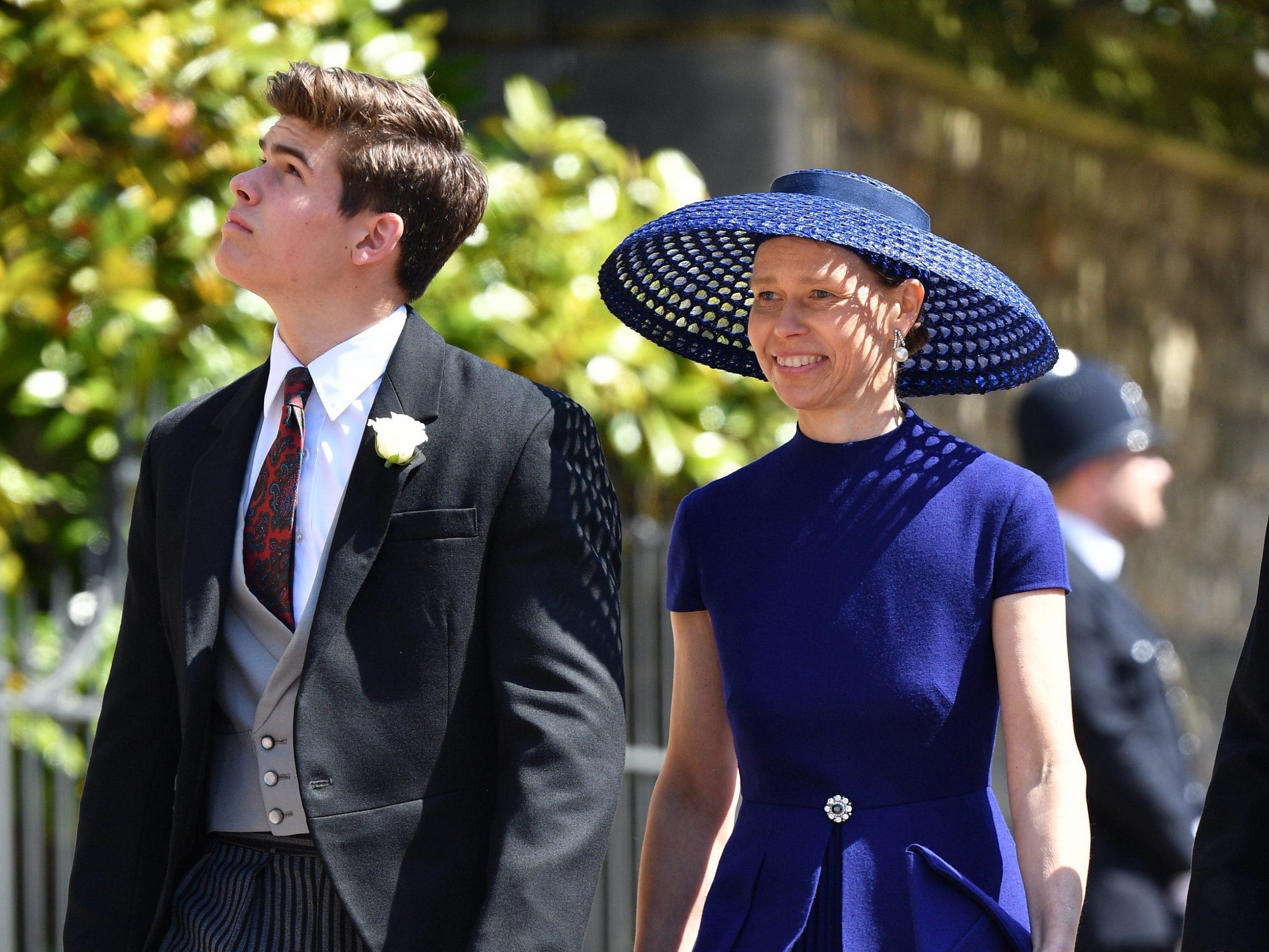 Arthur Chatto (left) pictured attending Prince Harry's wedding in 2018 alongside his mother  Lady Sarah Chatto.