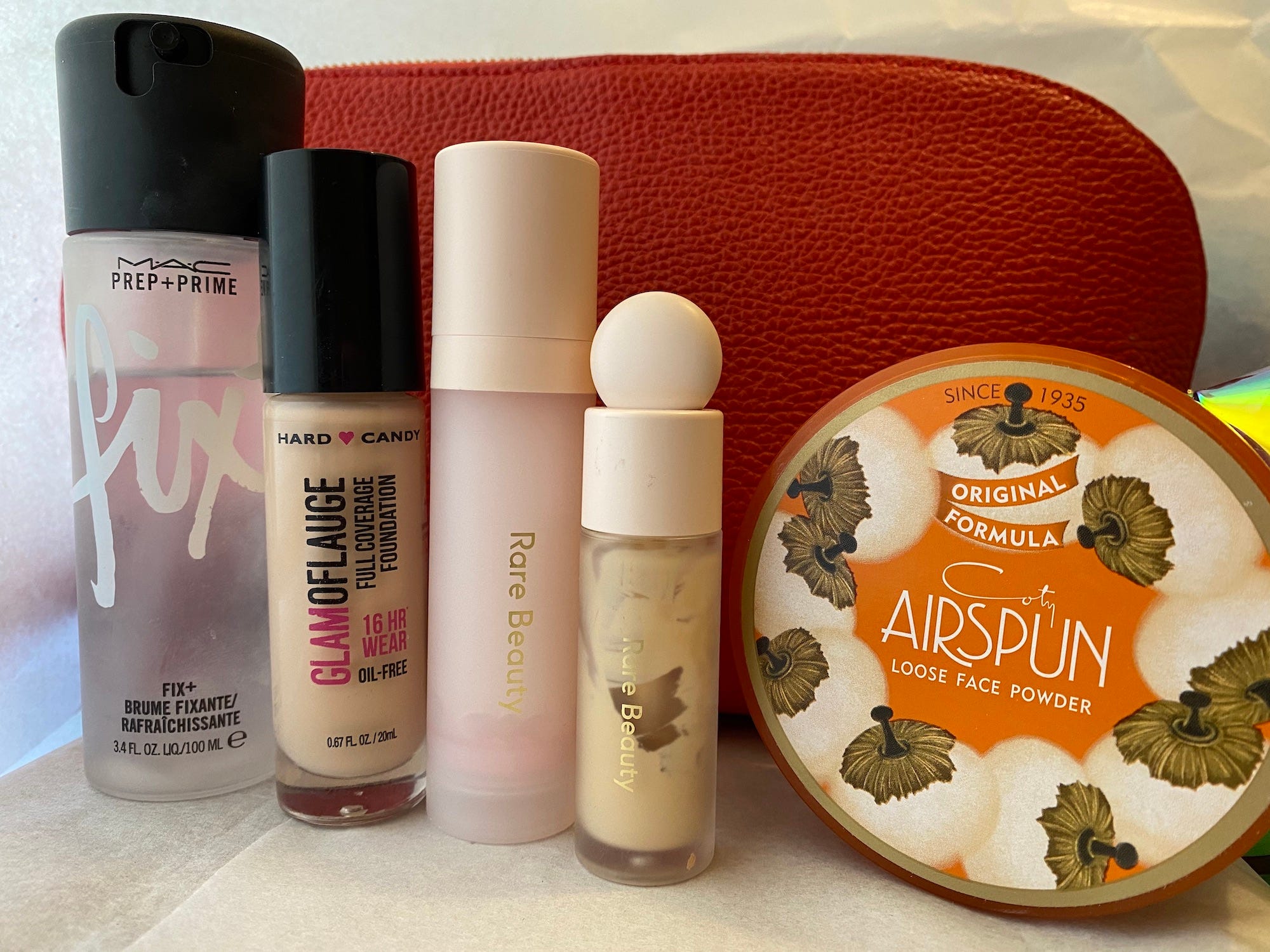 A picture of five face products reporter Amanda Krause used during her Disney trip.