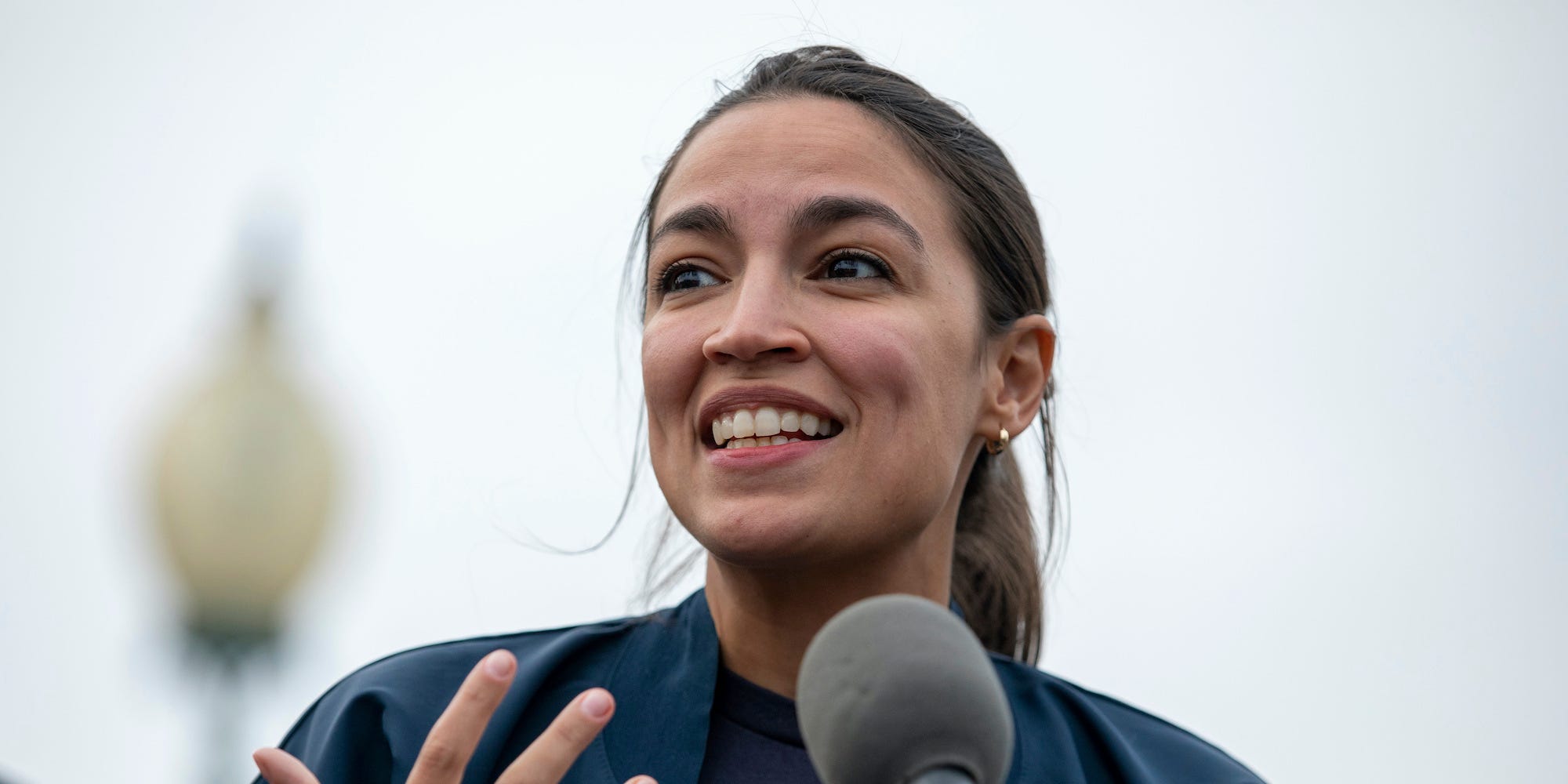 Rep. Alexandria Ocasio-Cortez, D-N.Y., speaking at the US Capitol