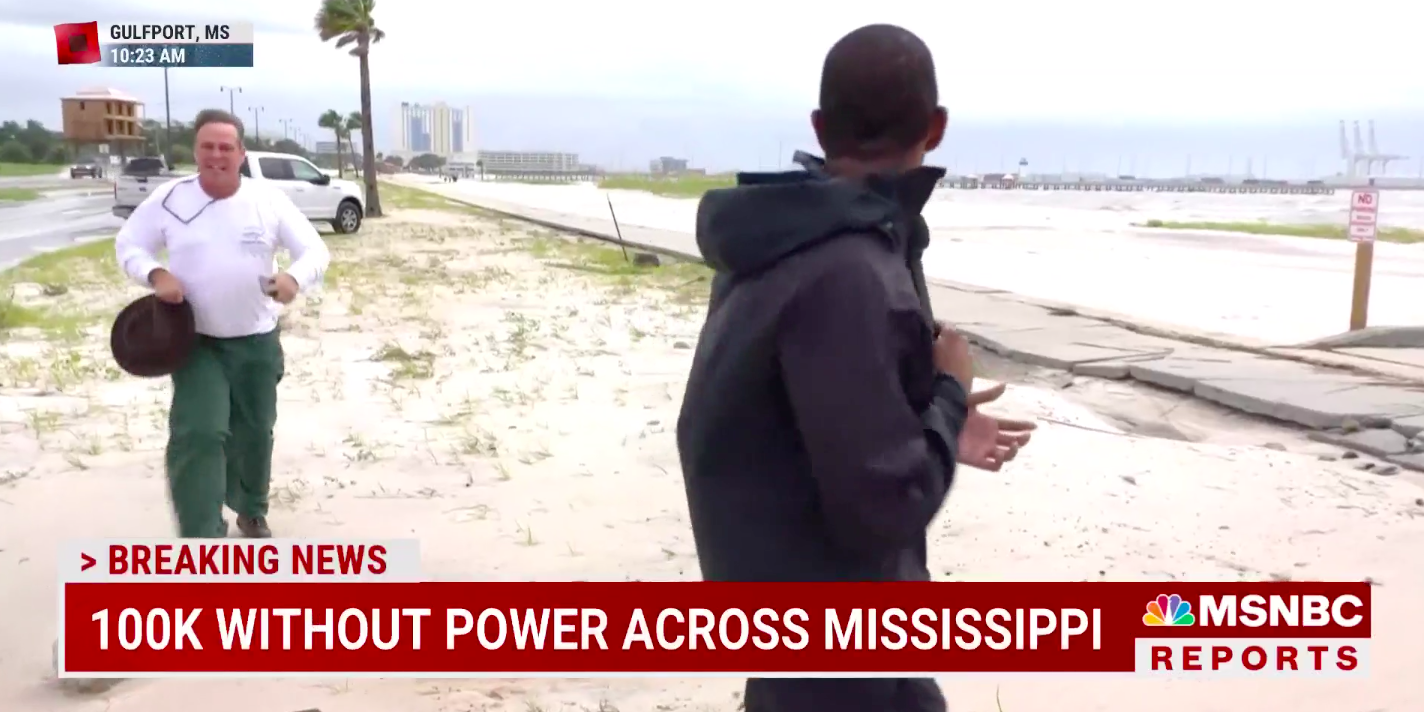 MSNBC video shows the man running toward the NBC News reporter.