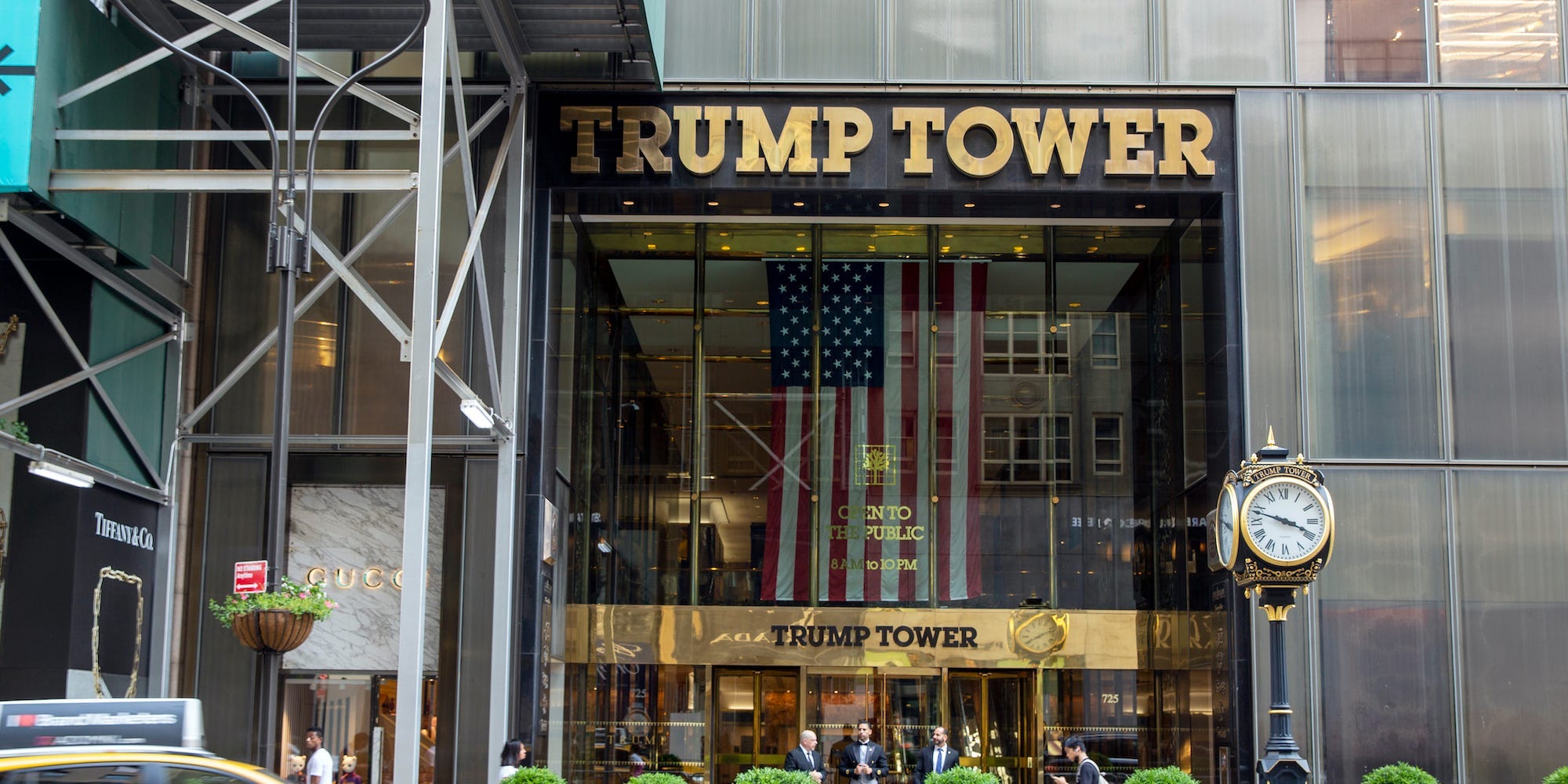 A taxi passes by Trump Tower, the headquarters of the Trump Organization, in New York City on Wednesday, July 14, 2021