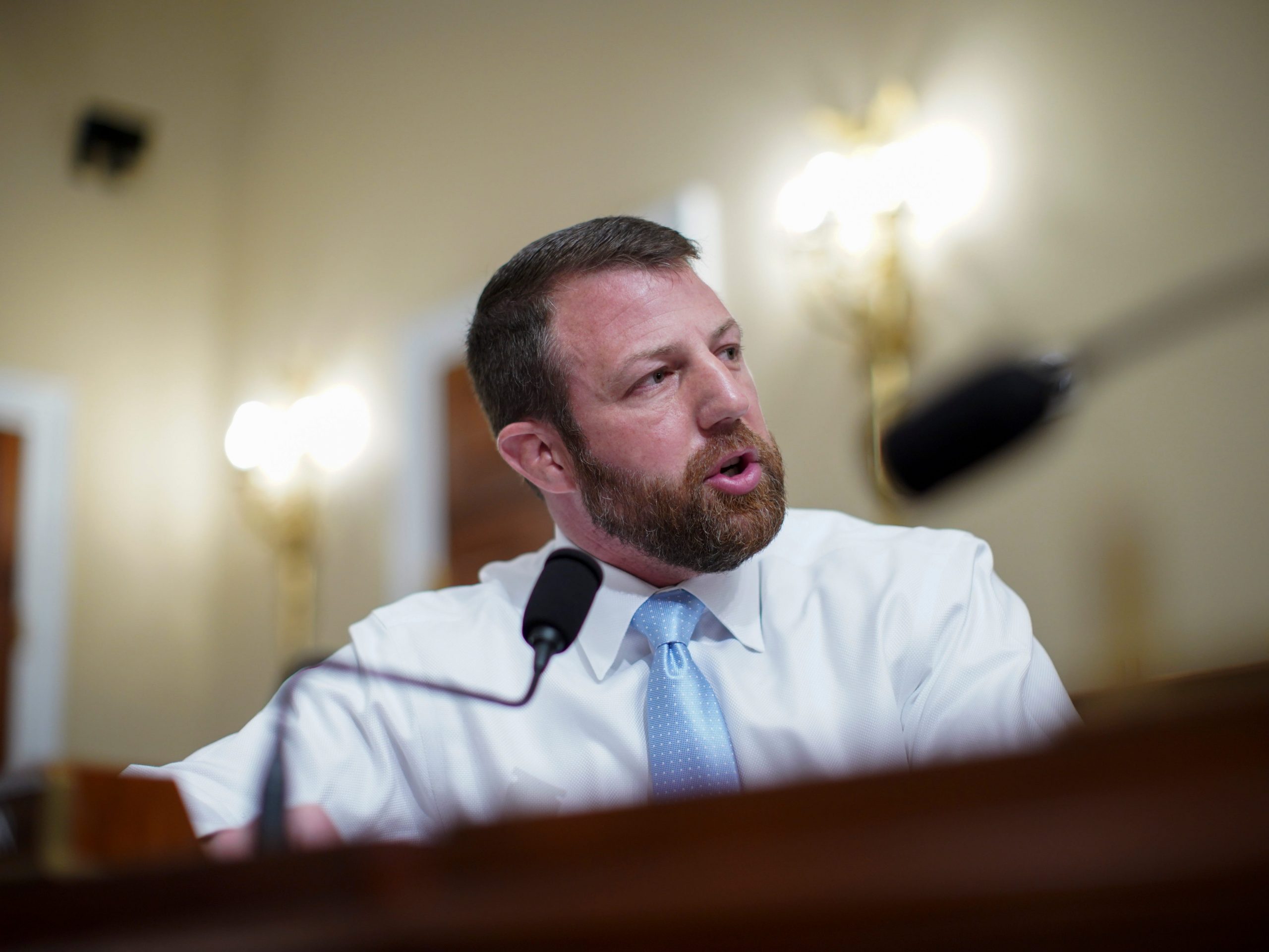 Rep. Markwayne Mullin, R-Okla., speaks during a House Intelligence Committee hearing on Capitol Hill in Washington, Thursday, April 15, 2021.