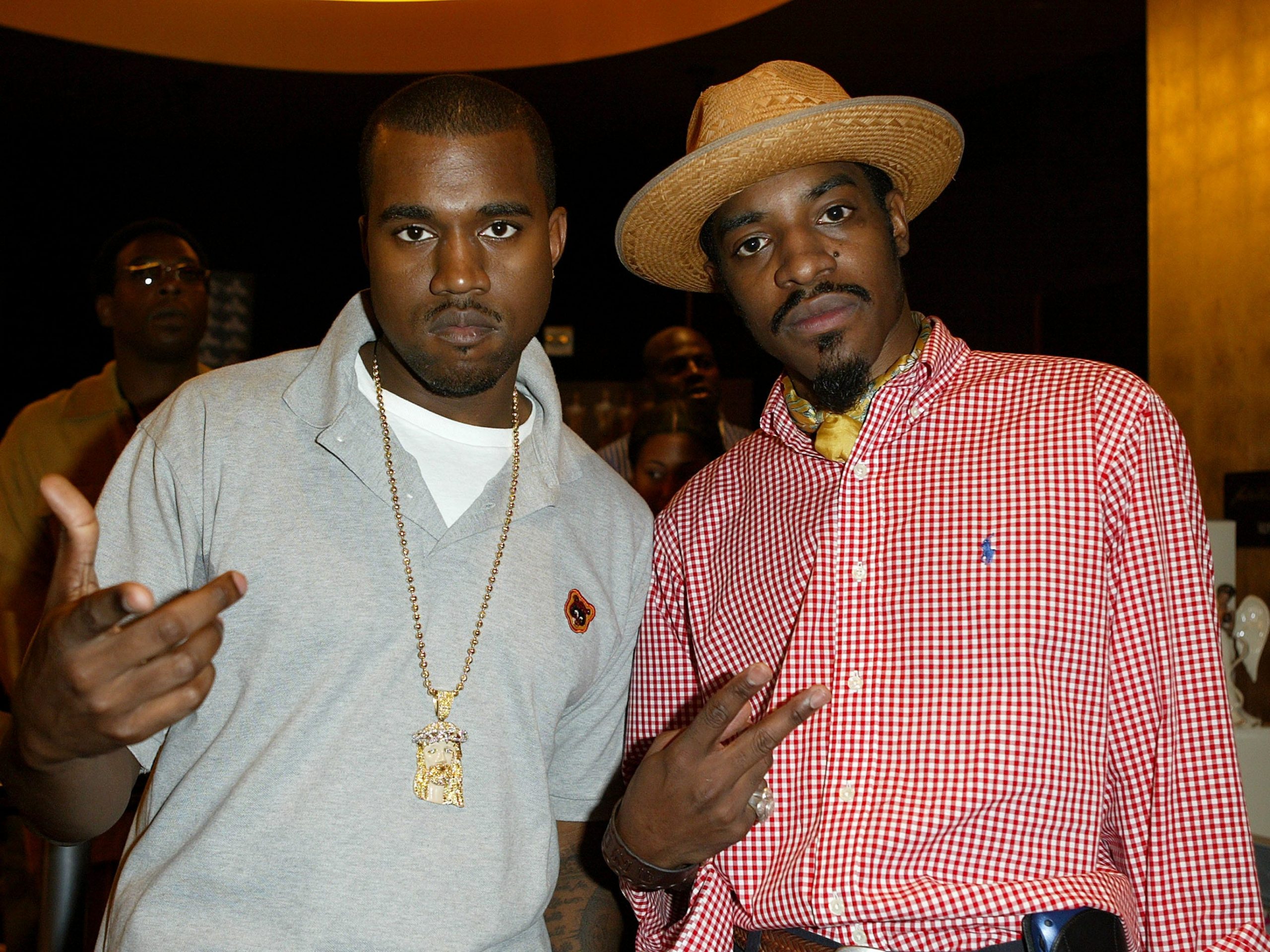 Kanye West and André 3000 pose together in 2004.