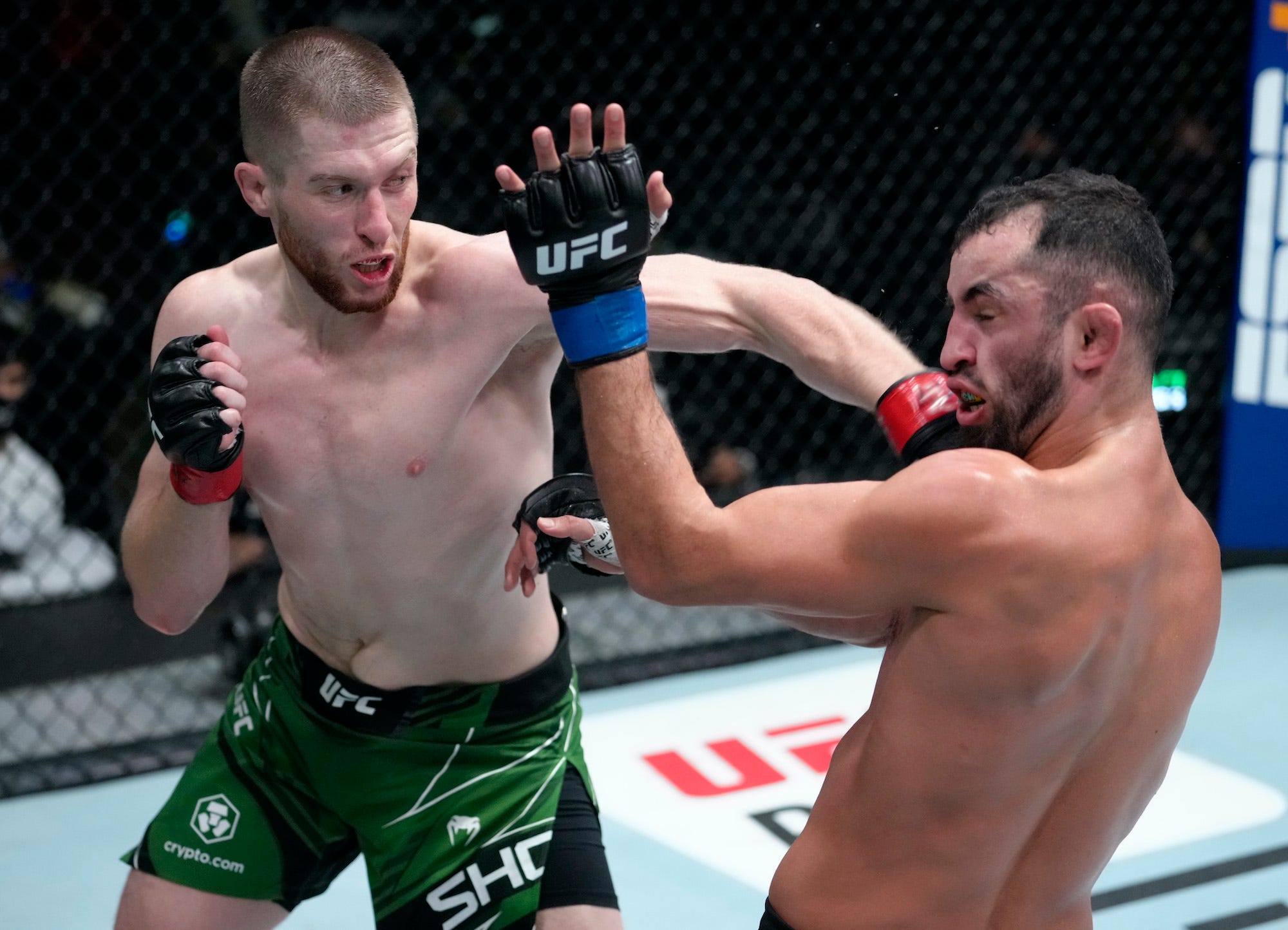 Jack Shore smacks Liudvik Sholinian during Saturday's fight.
