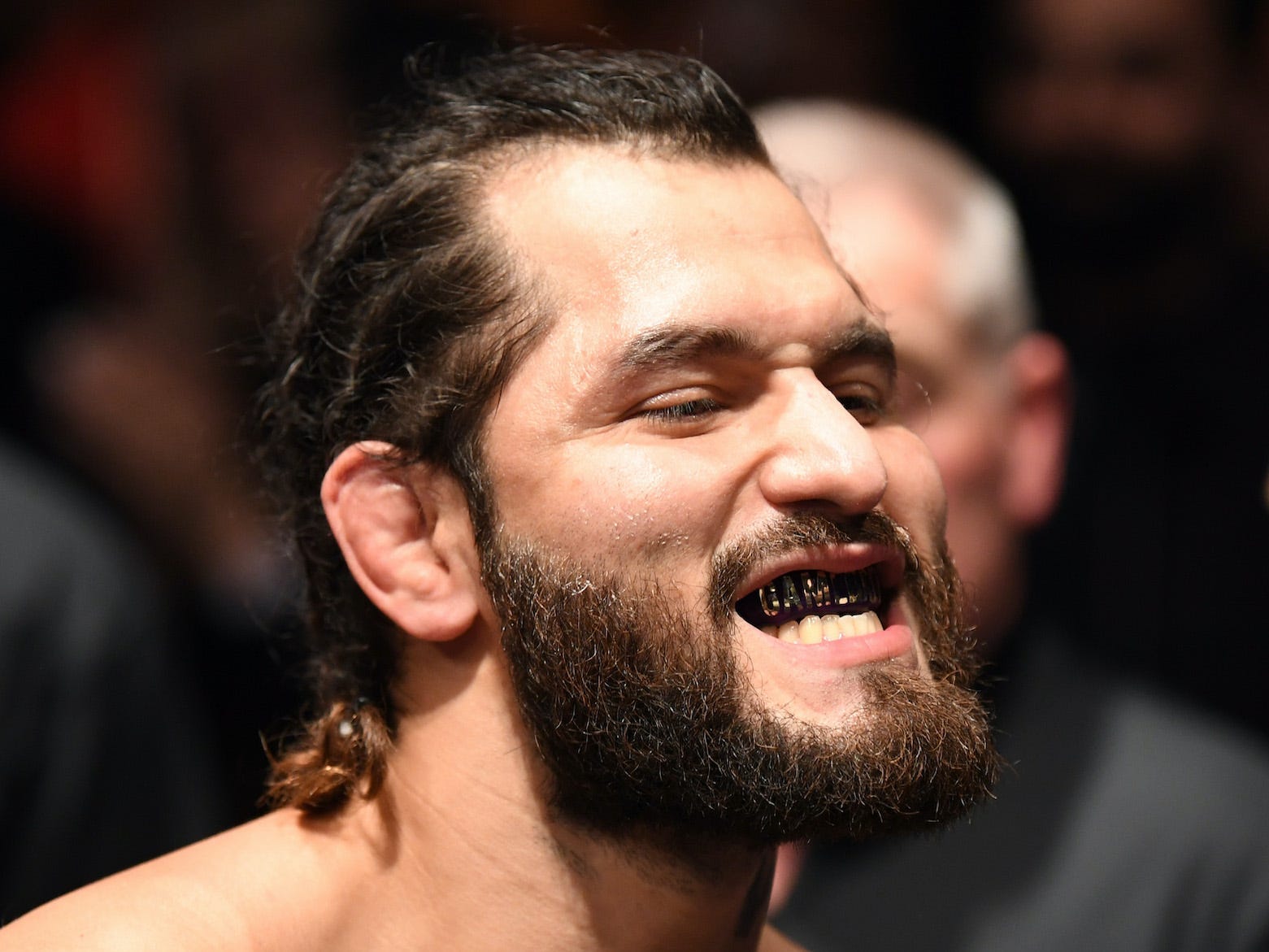 Jorge Masvidal grimaces before he enters the Octagon.