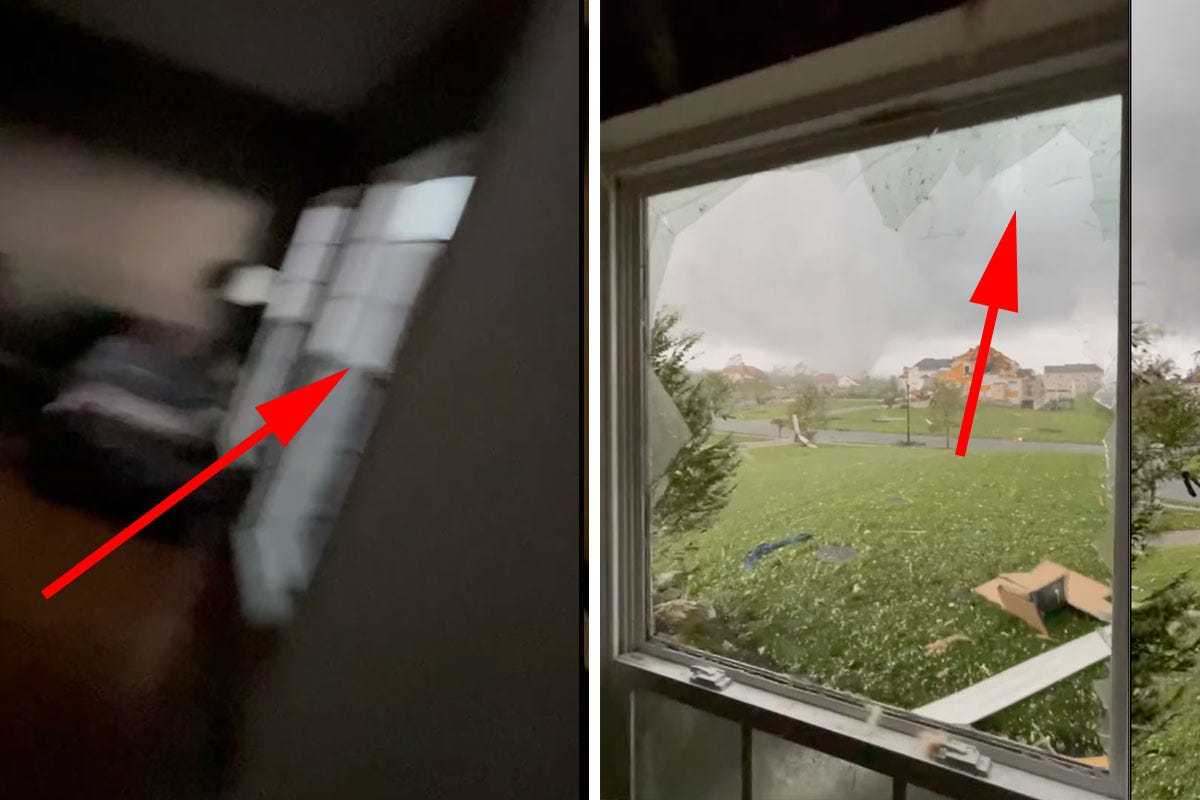 windows before and after tornado side by side