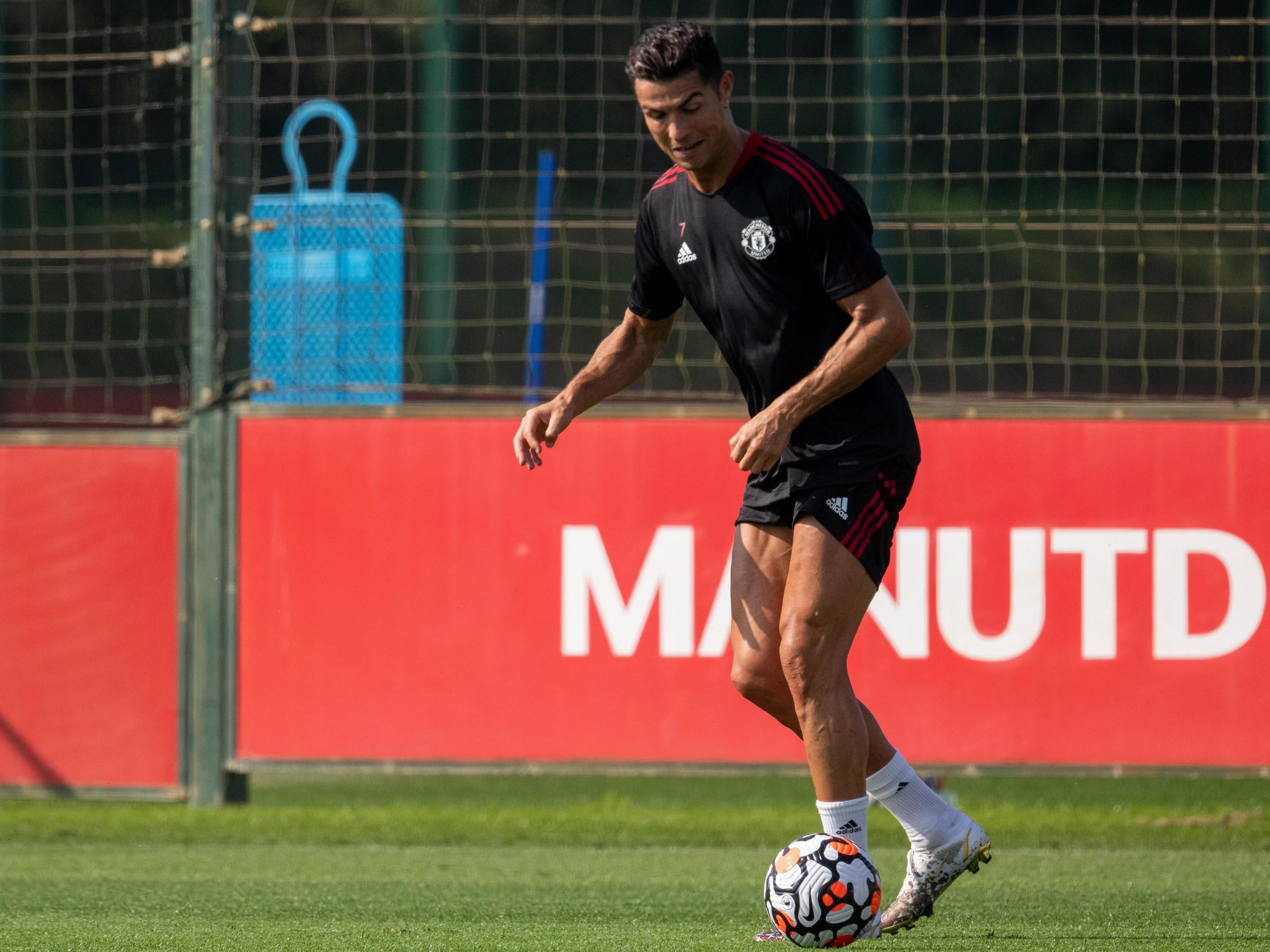 Cristiano Ronaldo in training with Manchester United