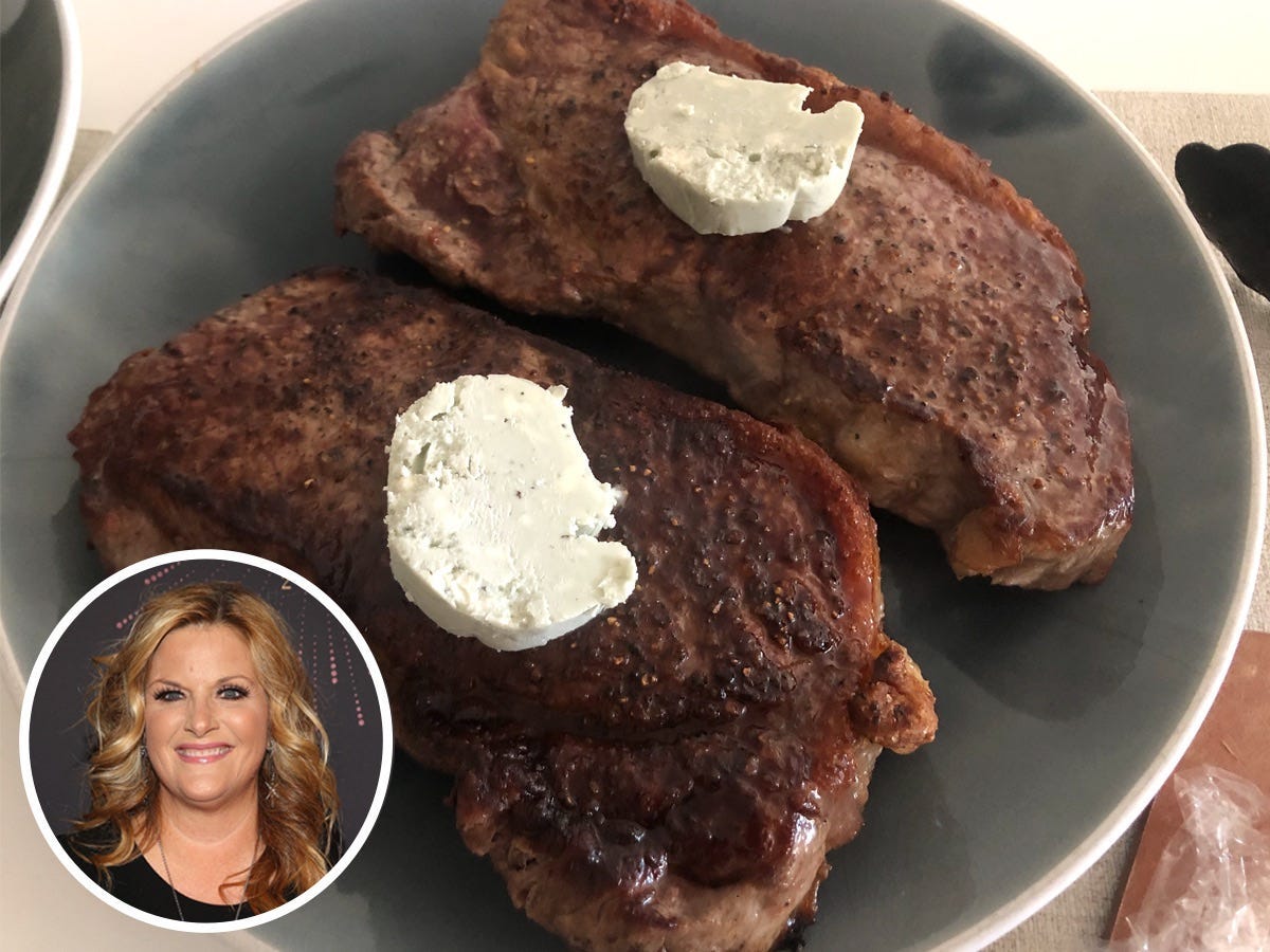 Trisha Yearwood's well-done steak recipe with specialty butter.