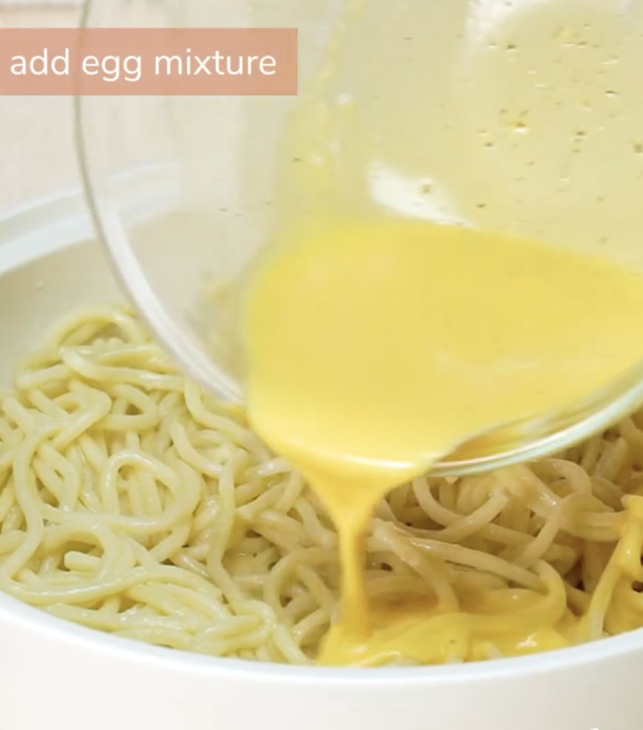 Martha Stewart carbonara with egg mixture