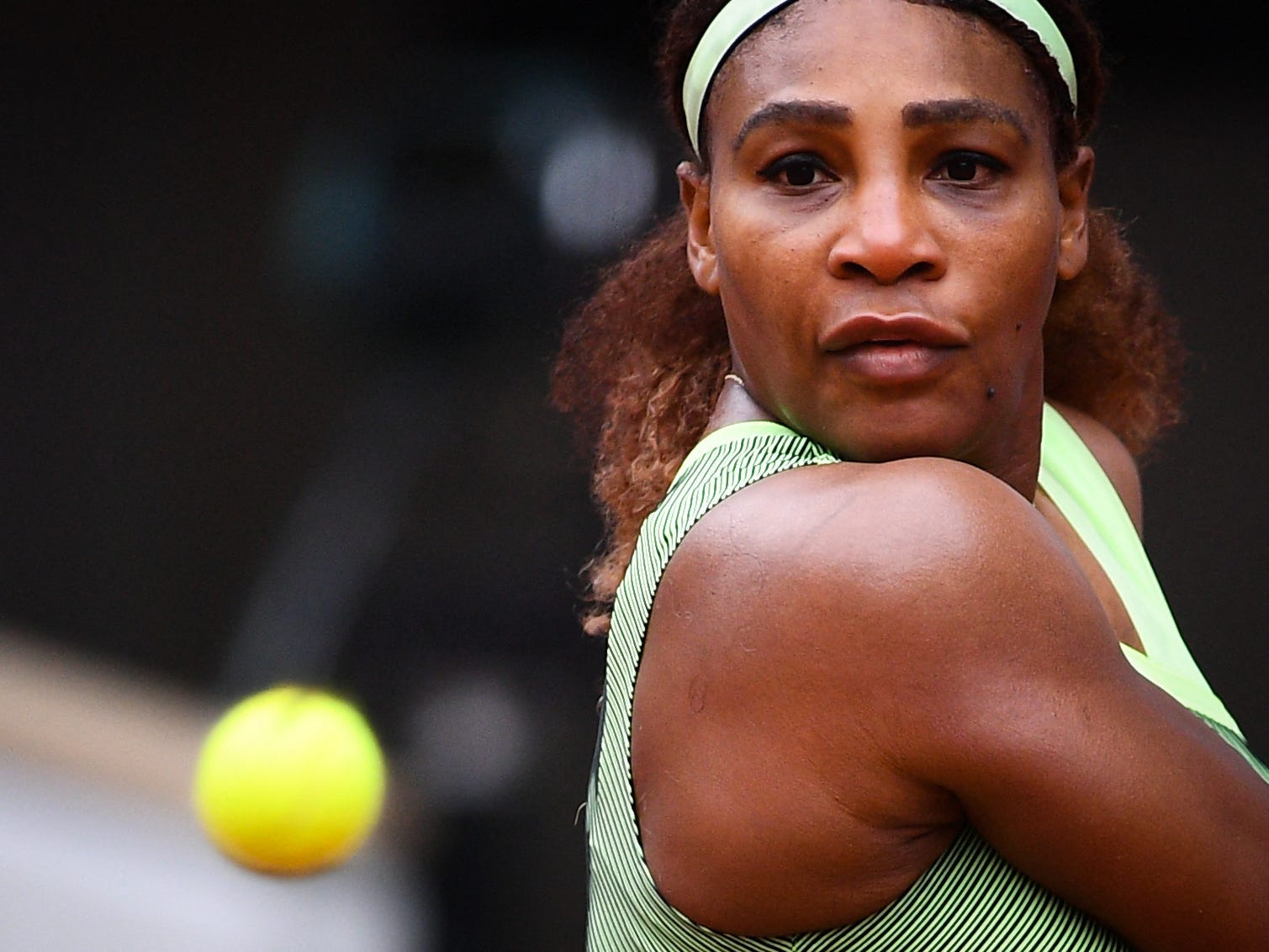 Serena Williams hits a ball at the French Open