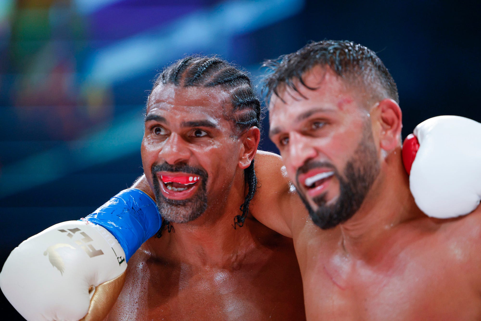 David Haye and Joe Fournier, who are friends, embraced after their performance.