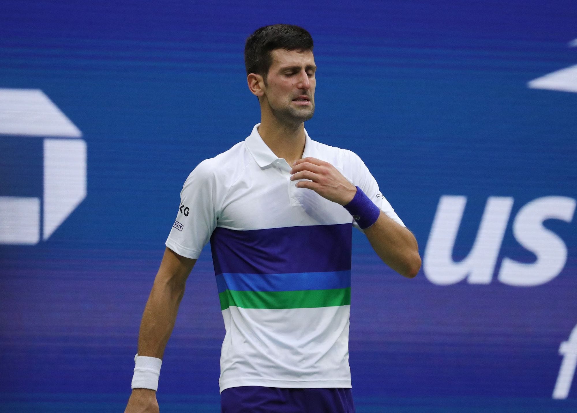 Serbia's Novak Djokovic loses to Russia's Daniil Medvedev during their 2021 US Open Tennis tournament men's final match at the USTA Billie Jean King National Tennis Center in New York